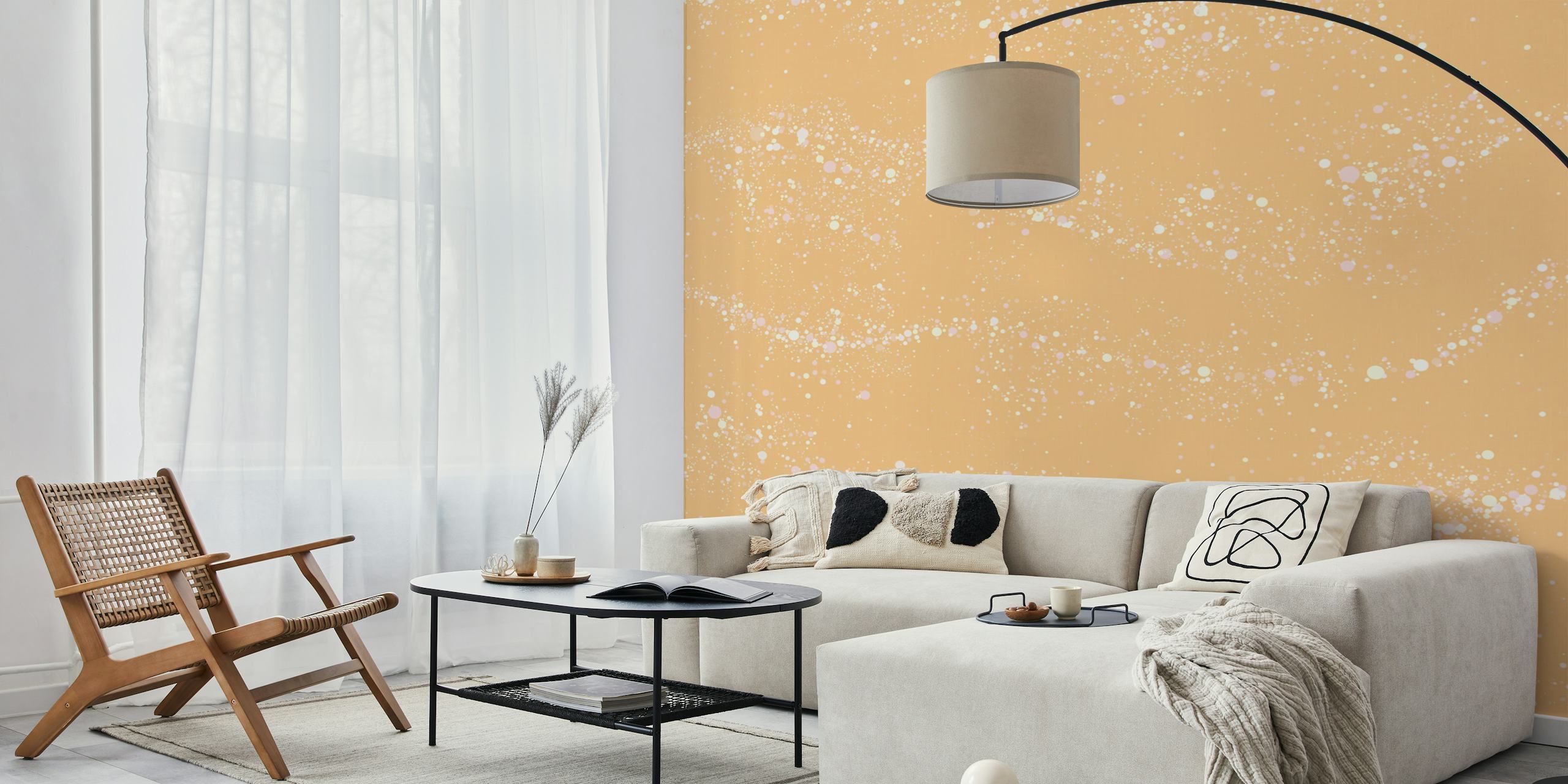 Desert sand glitter on pale honey yellow wallpaper