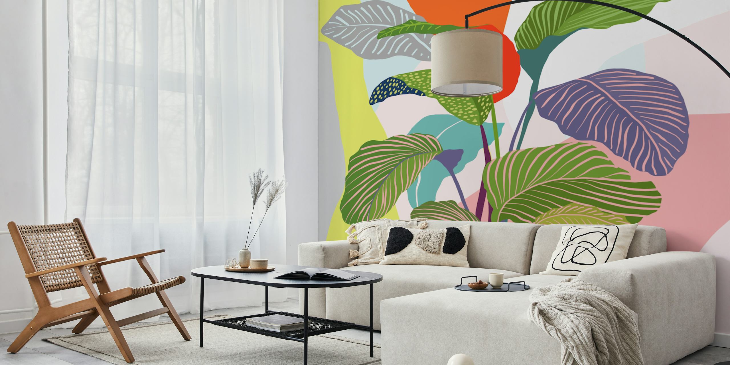 Vibrant foliage wallpaper in a room