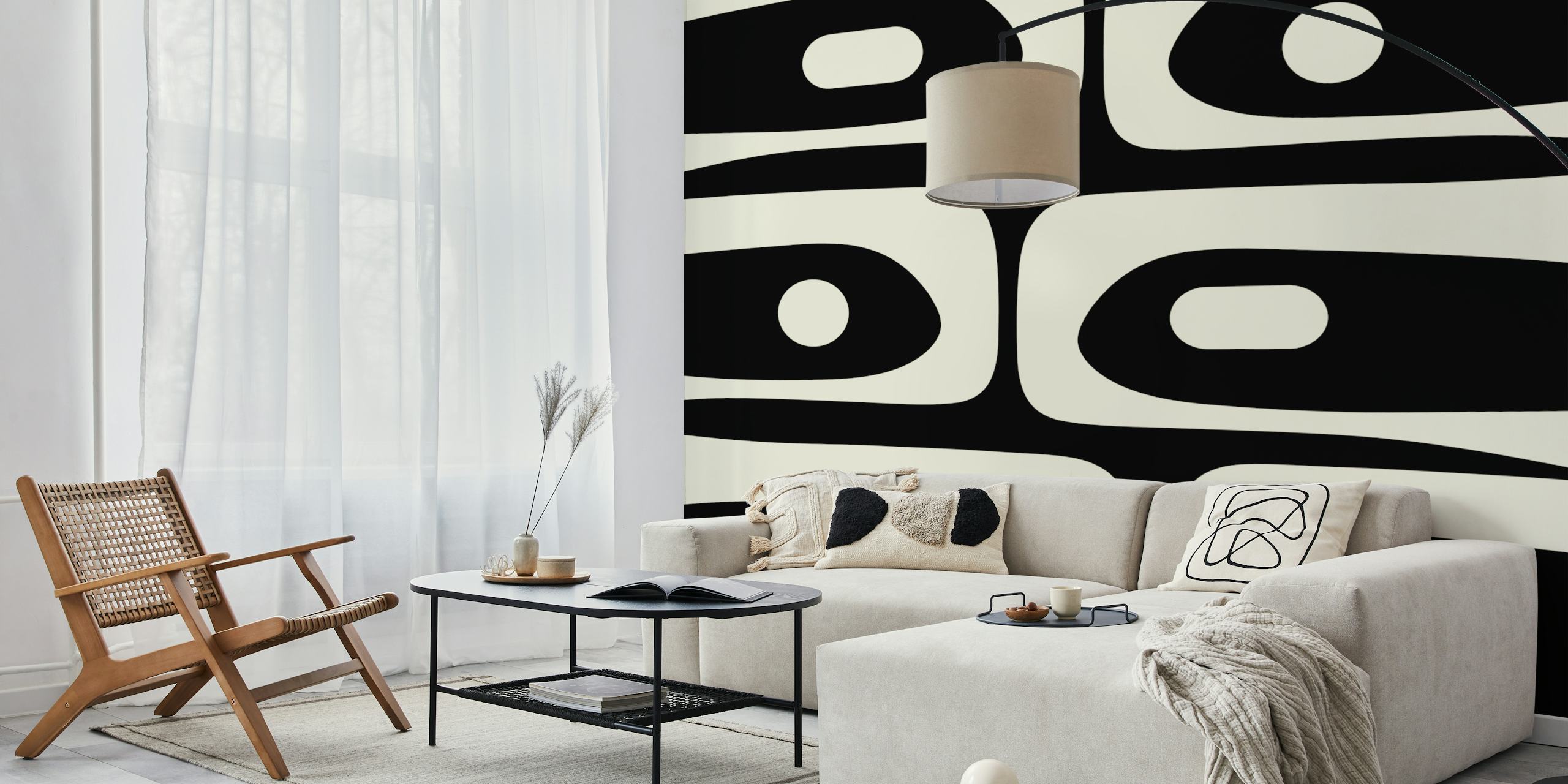 Mid Century Modern Abstract wallpaper in a room
