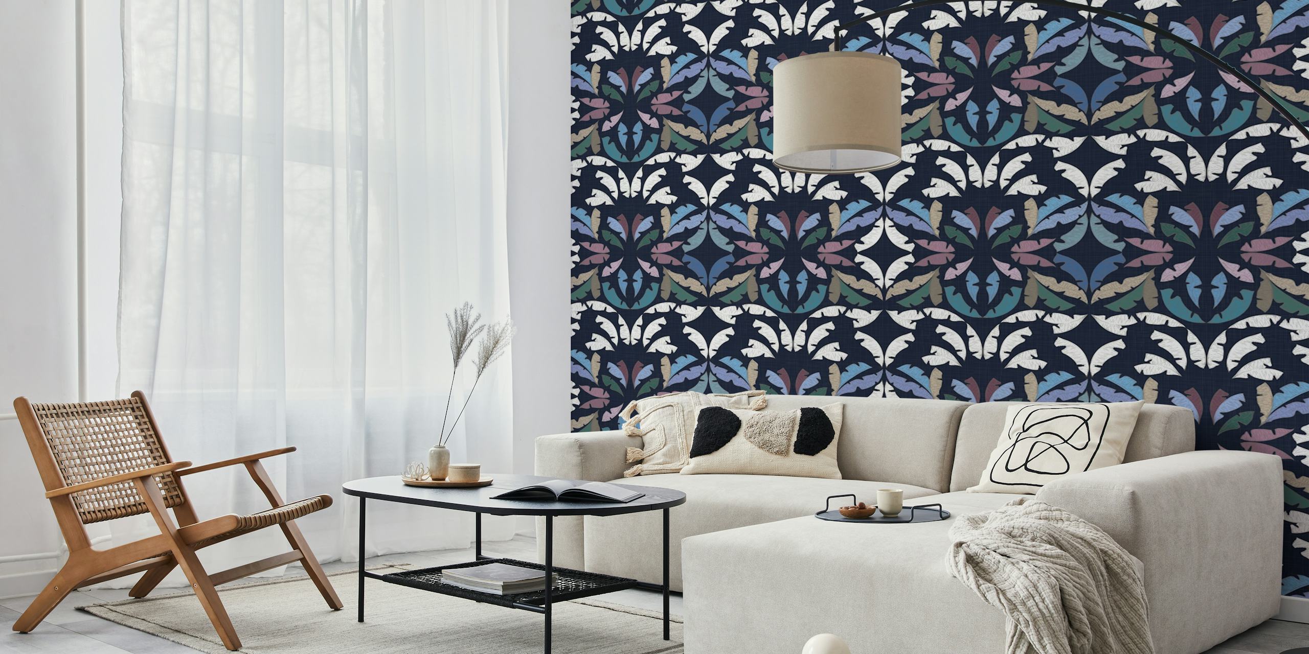 Decorative Tropical Leaves Indigo WM im Raum