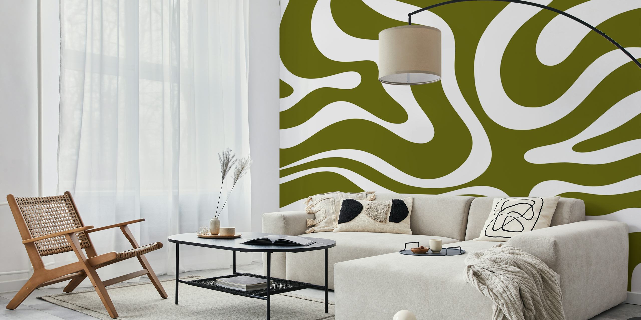 Olivgrön vätskeswirla tapet
