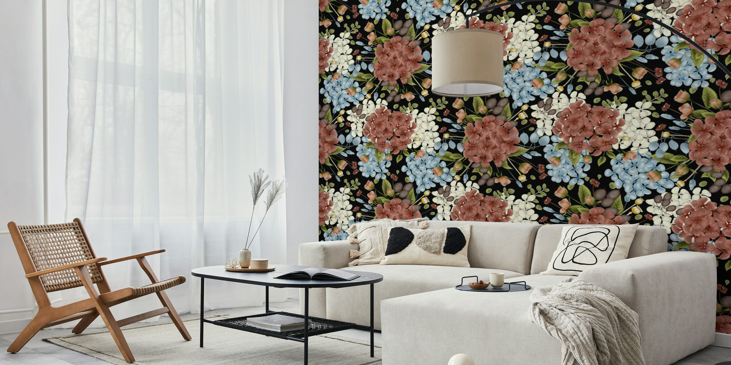 Blumendes Tapetdesign mit blühenden Blumen