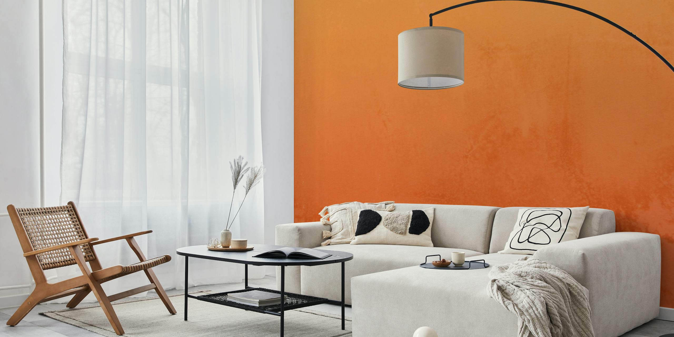 Ταπετσαρία Sunset Orange Canvas σε ένα δωμάτιο