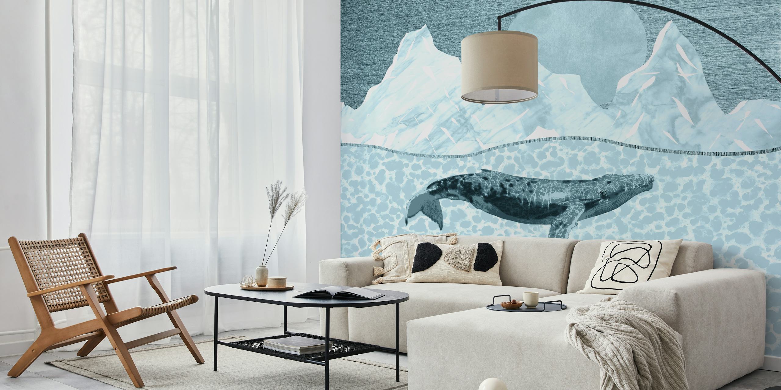 The Blue Whale-tapetti tyylikkäässä huoneessa