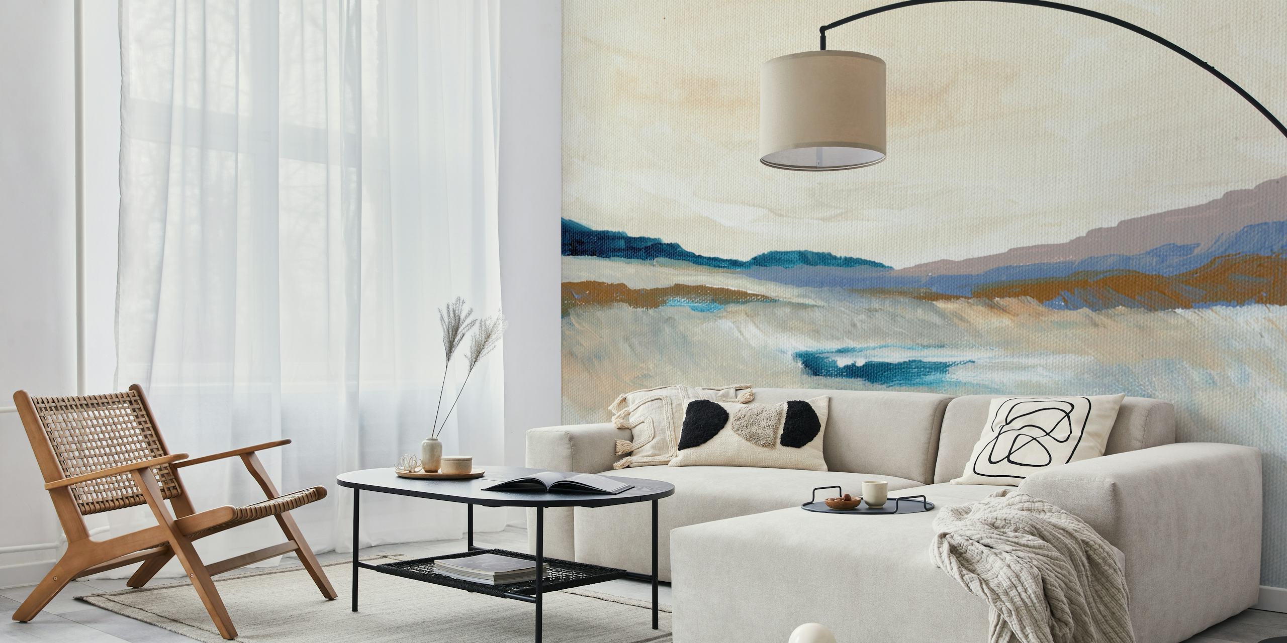 Soft Ocean Hues behang in een kamer