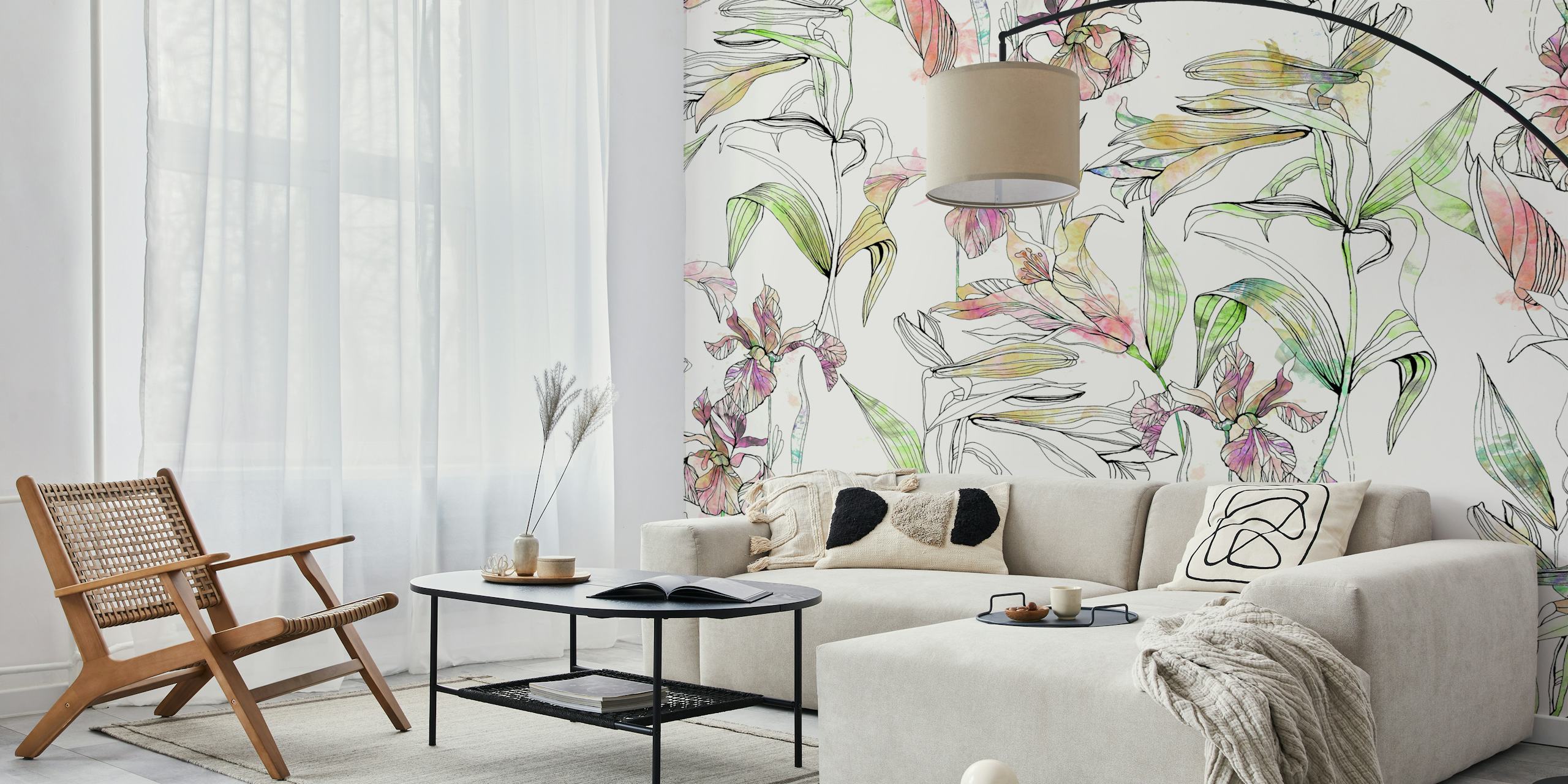 Pastel Iris Dreamscape behang in een kamersetting