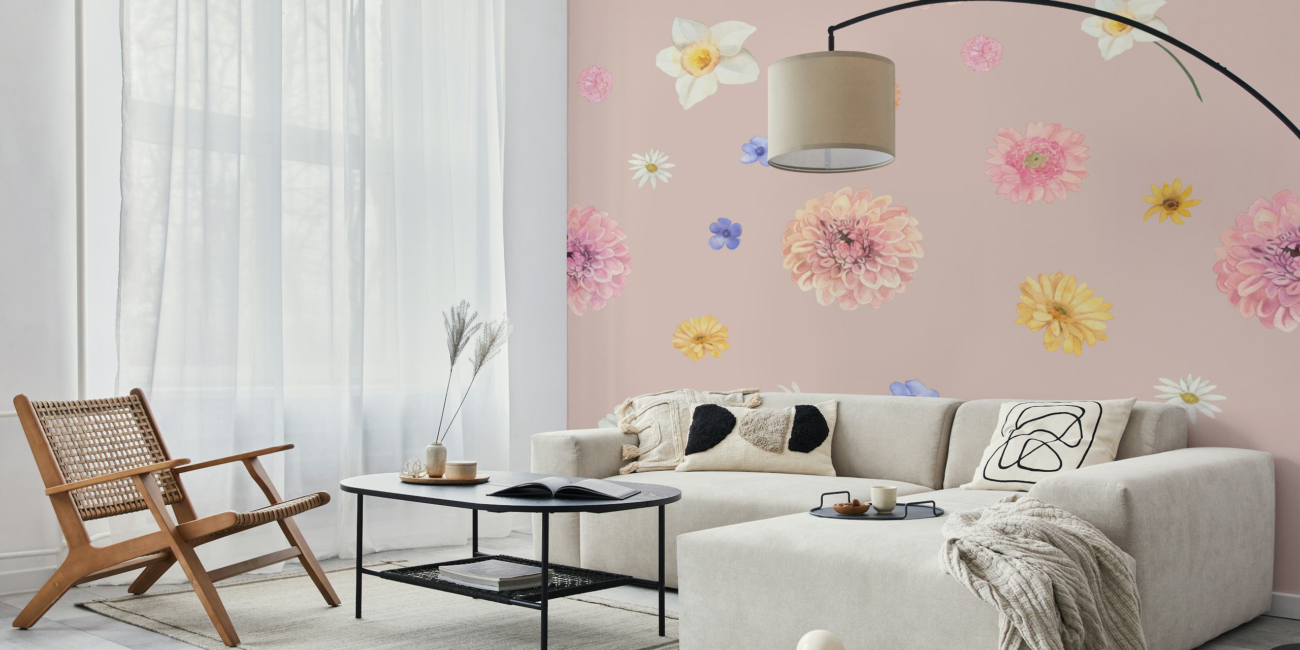 Soft Floral Rain tapet i et rom
