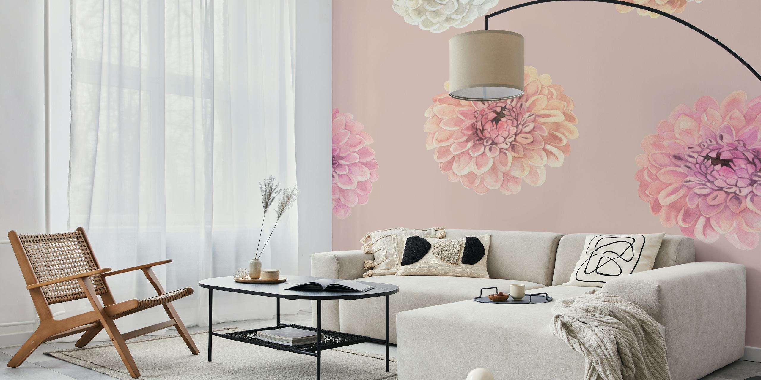 Ταπετσαρία Soft Flower Petals σε ένα δωμάτιο