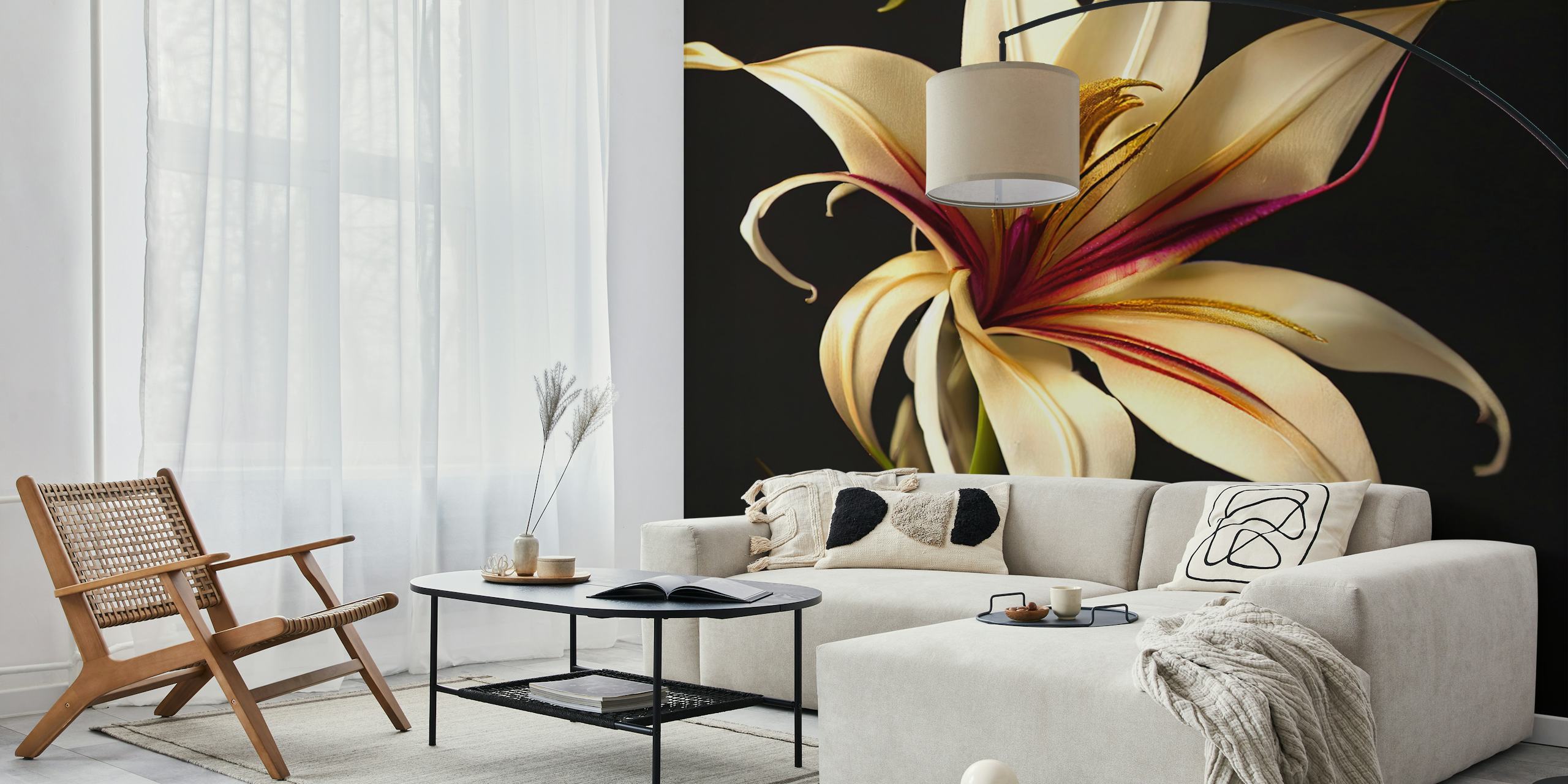 Elegant Lily Blossom-behang in een kamer