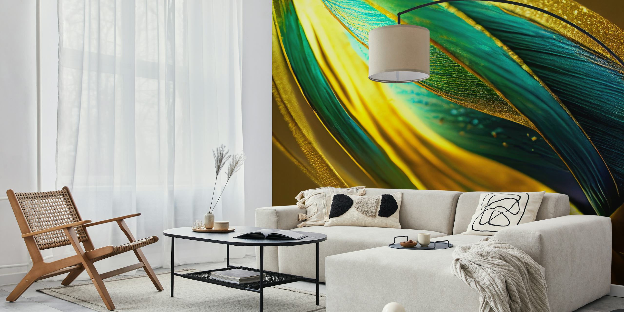 Golden Petals Harmony wallpaper in a room