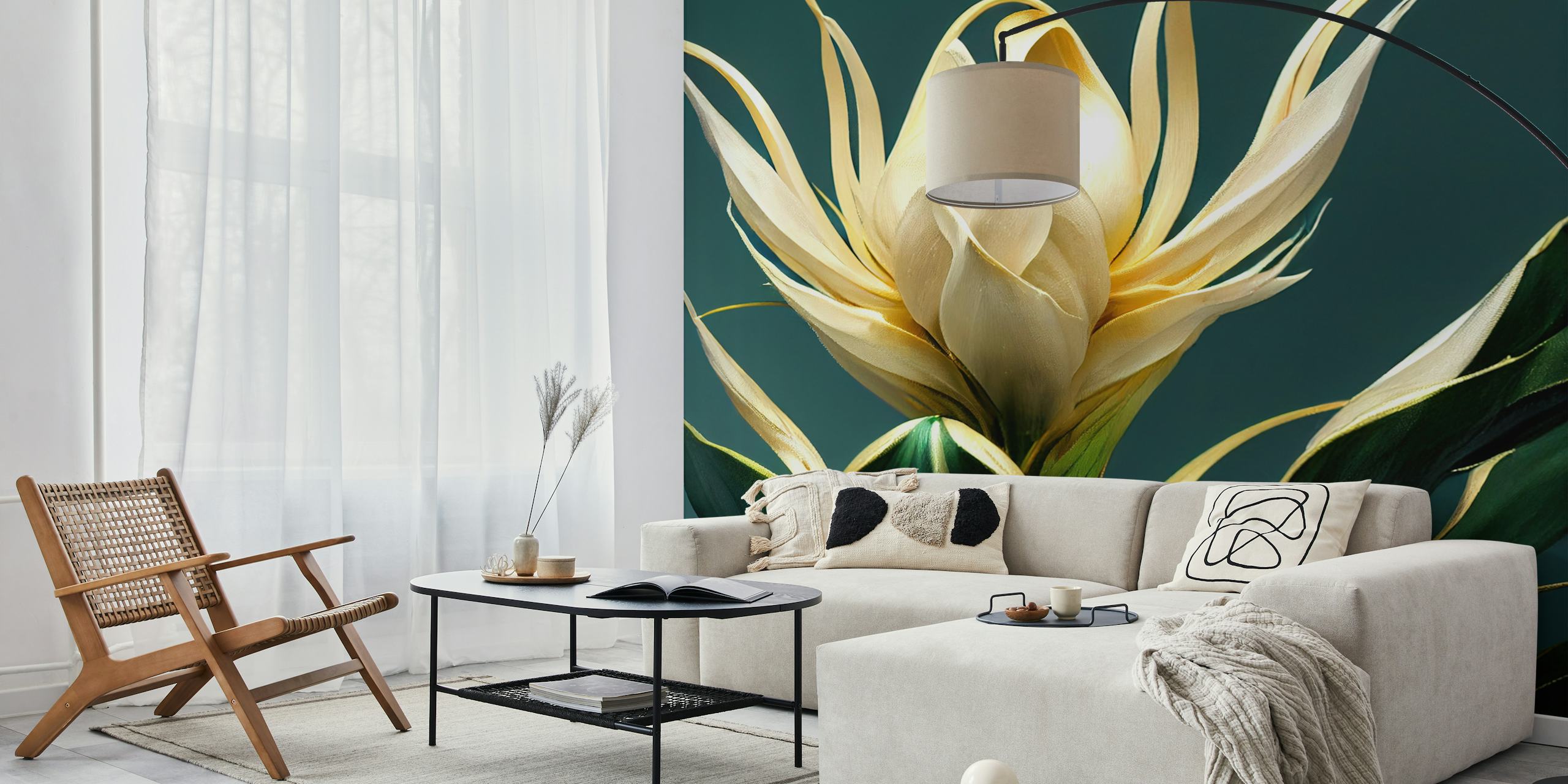 Papier peint Luminous Floral Grace dans une pièce