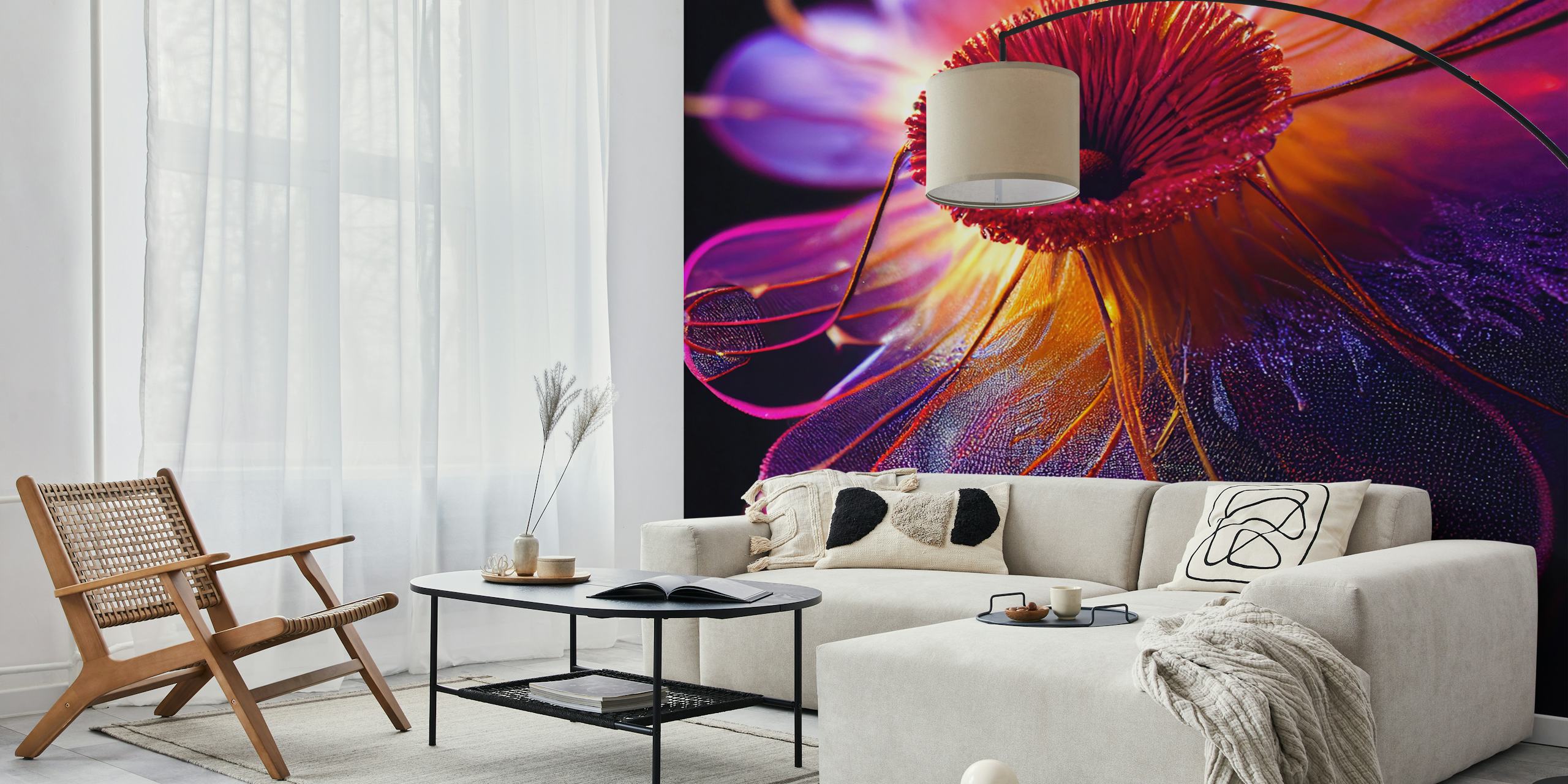 Bright Blossom Aura floral wallpaper in a room
