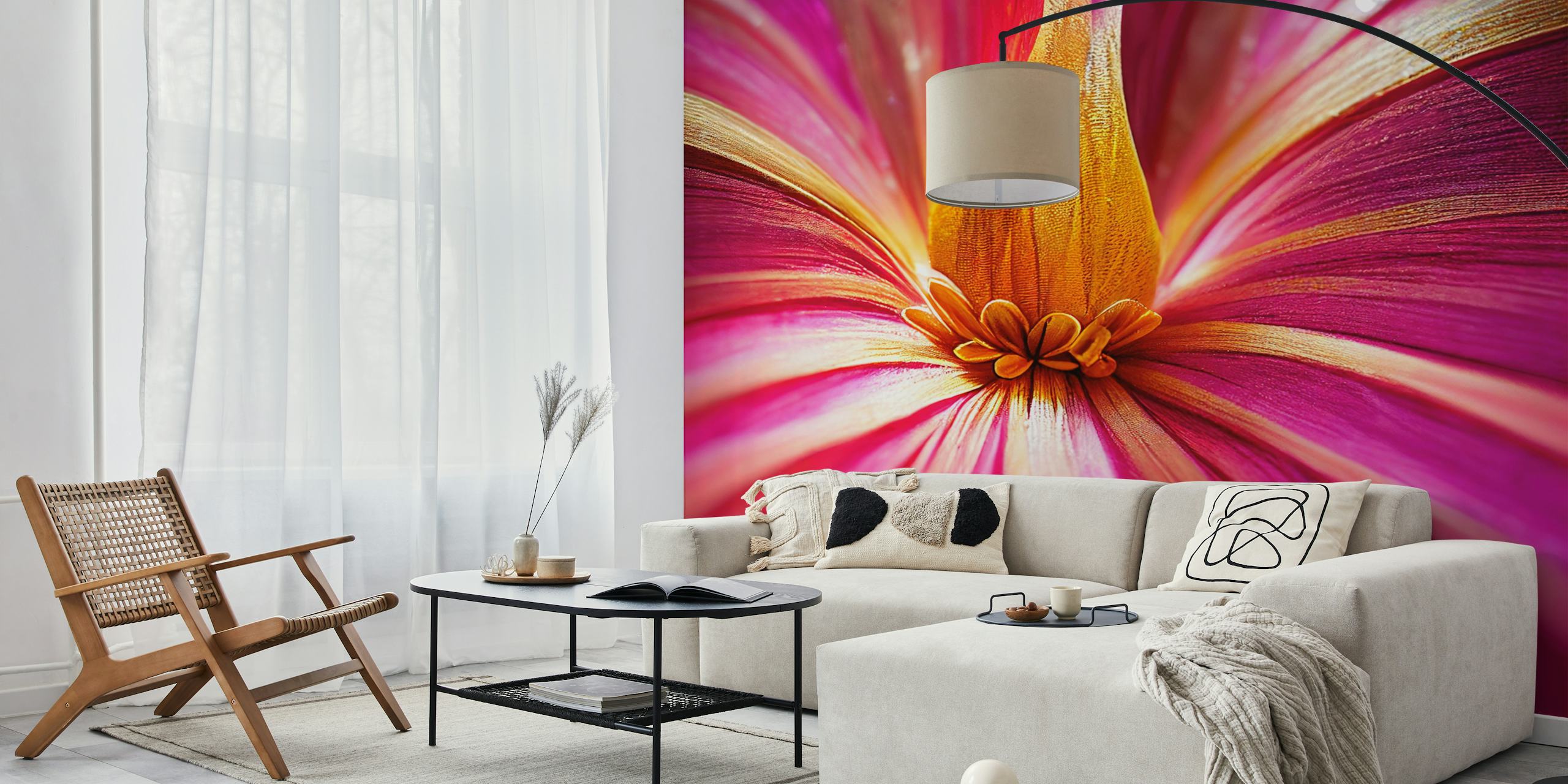Colorful floral wallpaper σε ένα δωμάτιο