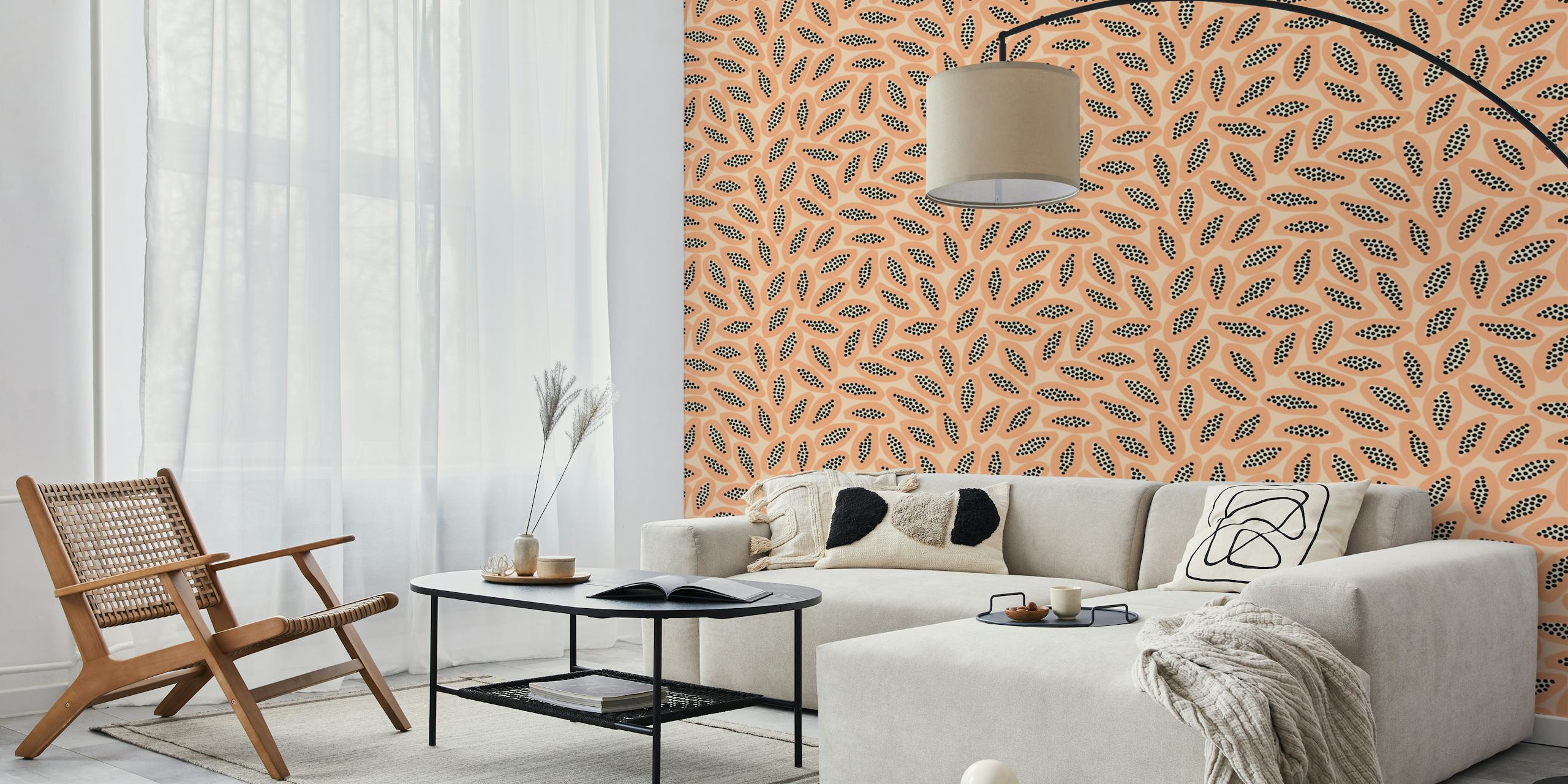 Papaya Party wallpaper en una habitación