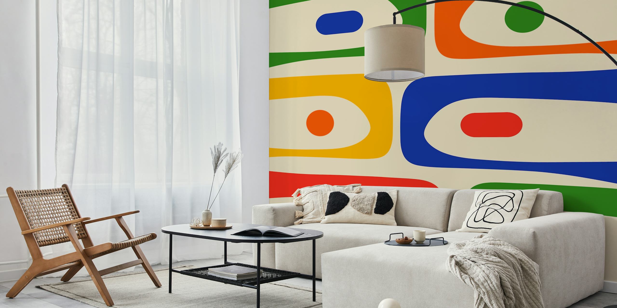 Colorful mid century modern wallpaper design in una stanza