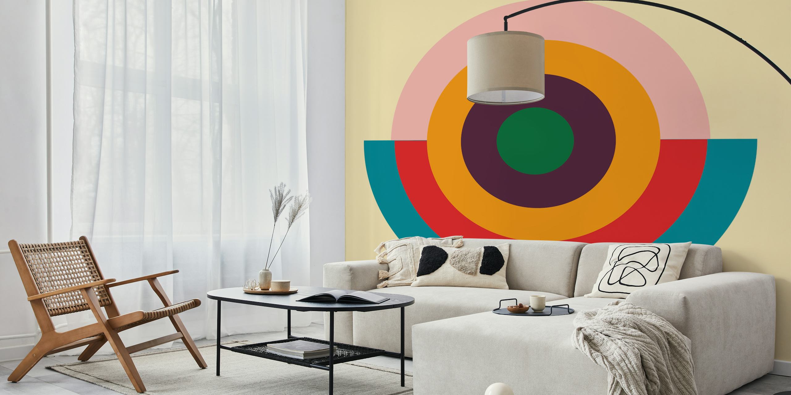 Solaris papier peint géométrique mid-century dans une pièce