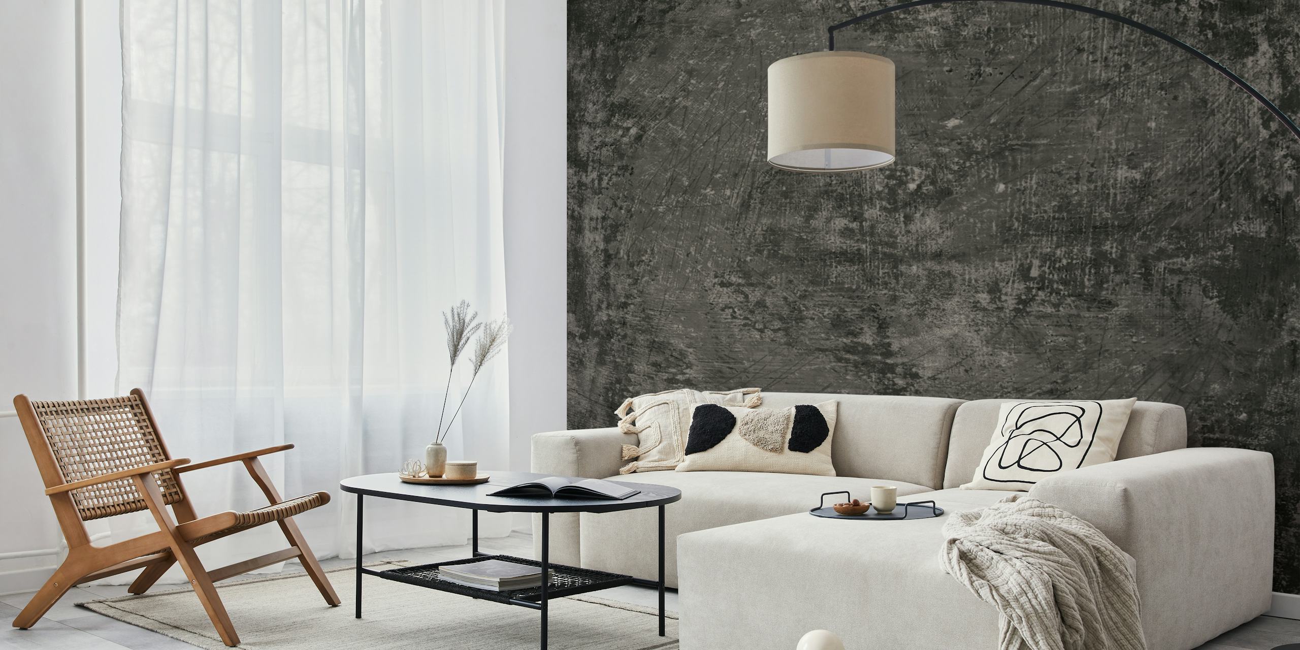 Texture greybrown wallpaper in a room