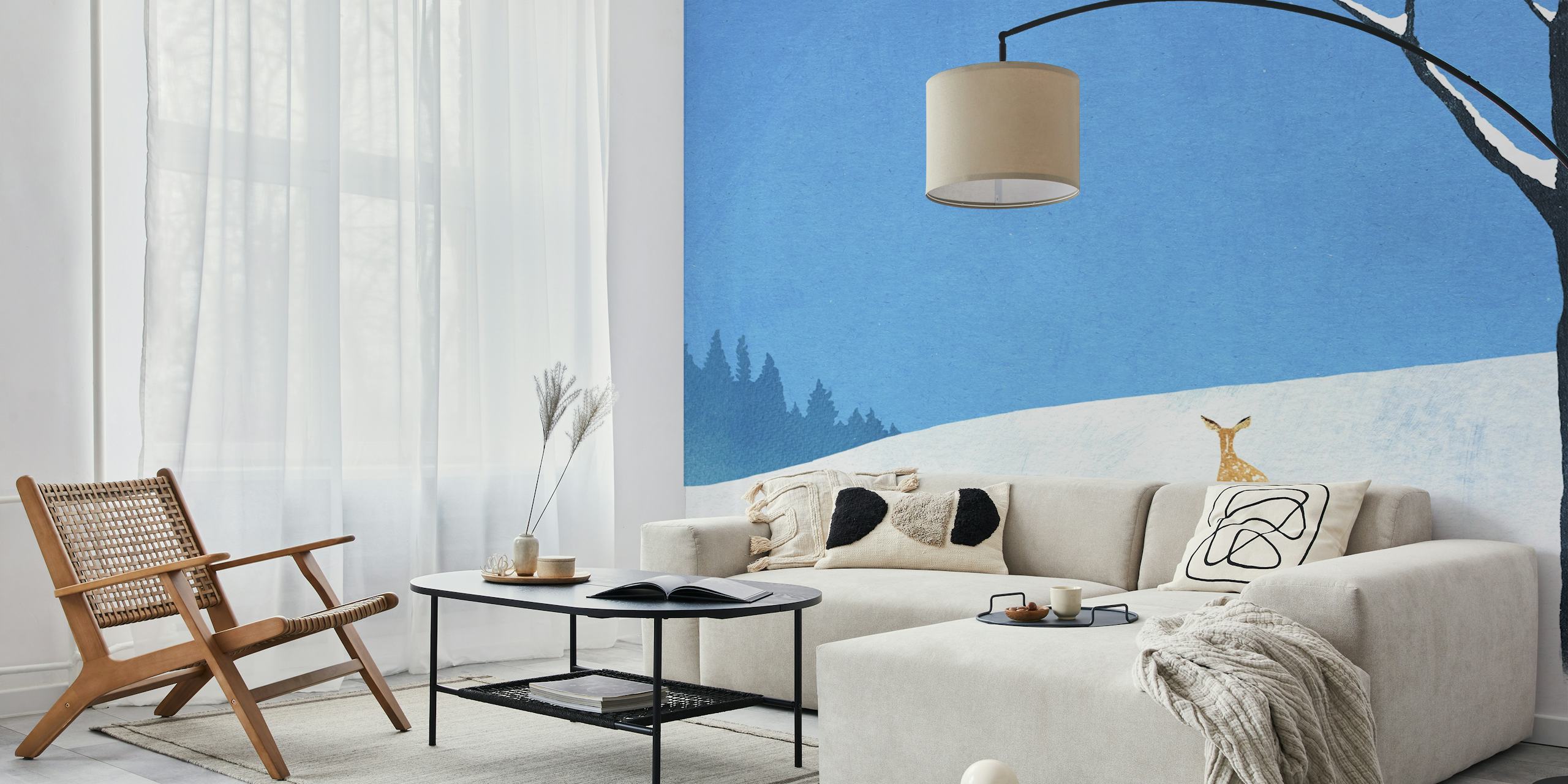 Winter Deer Serenity tapet i ett rum