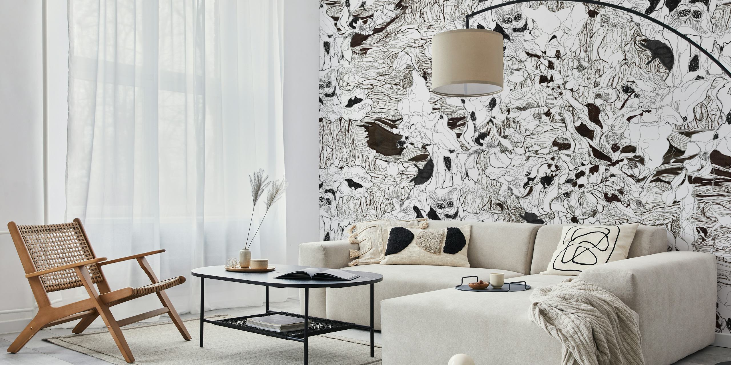 Tapeta Abstract Floral Essence u postavci sobe