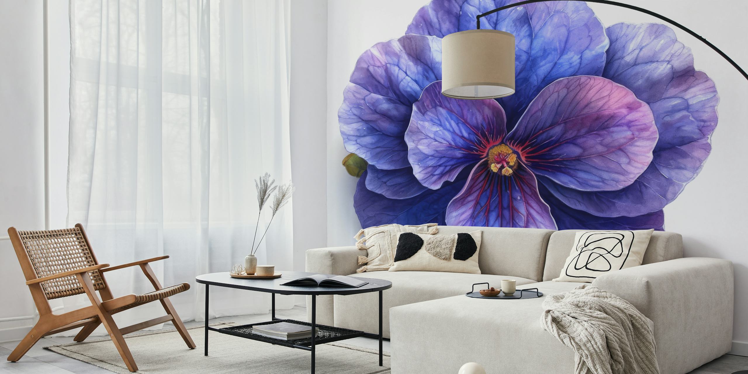 Large purple African violet flower with intricate petals, floral wallpaper