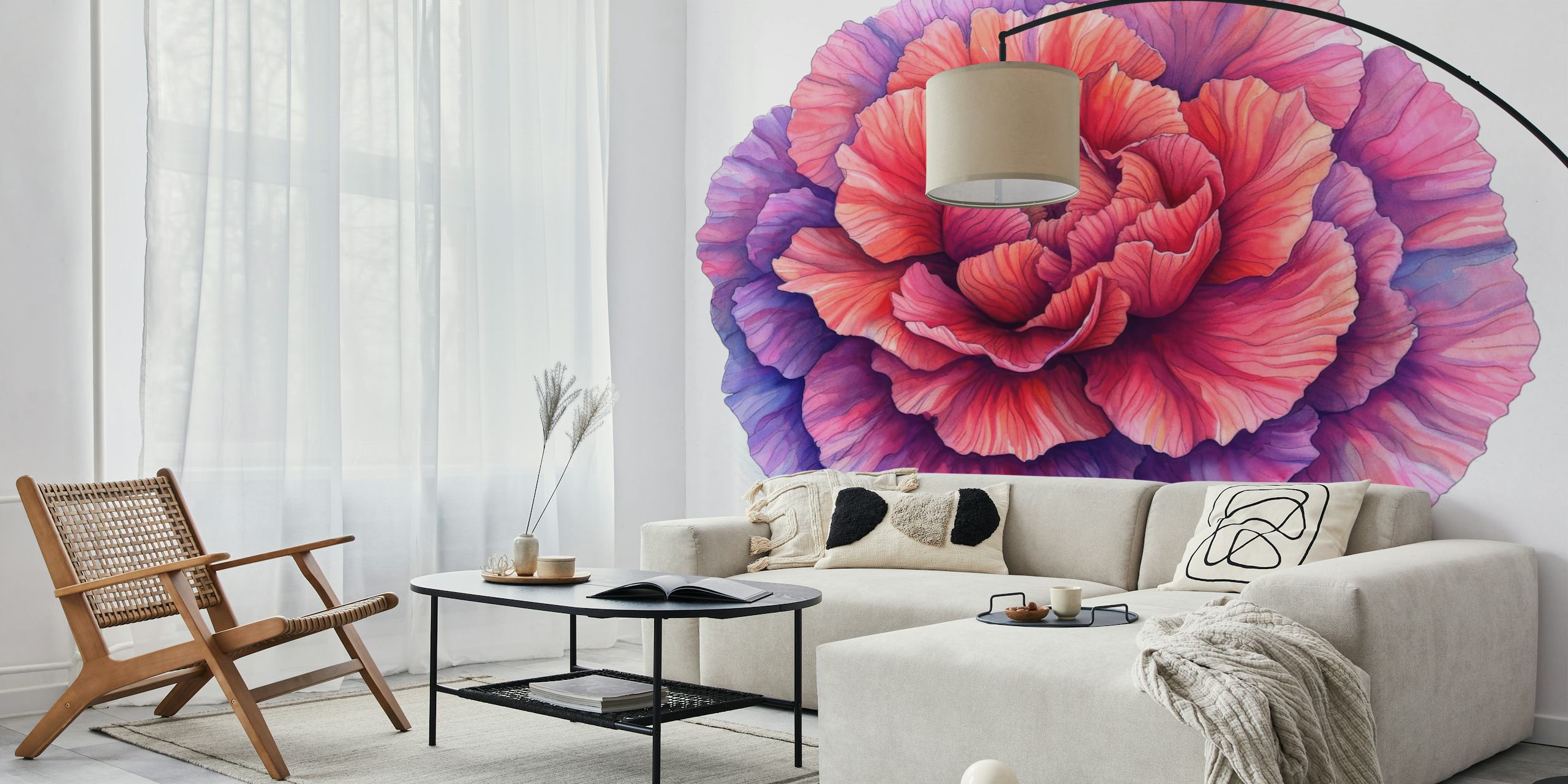 Carnation Bloom wallpaper in een stijlvolle kamer