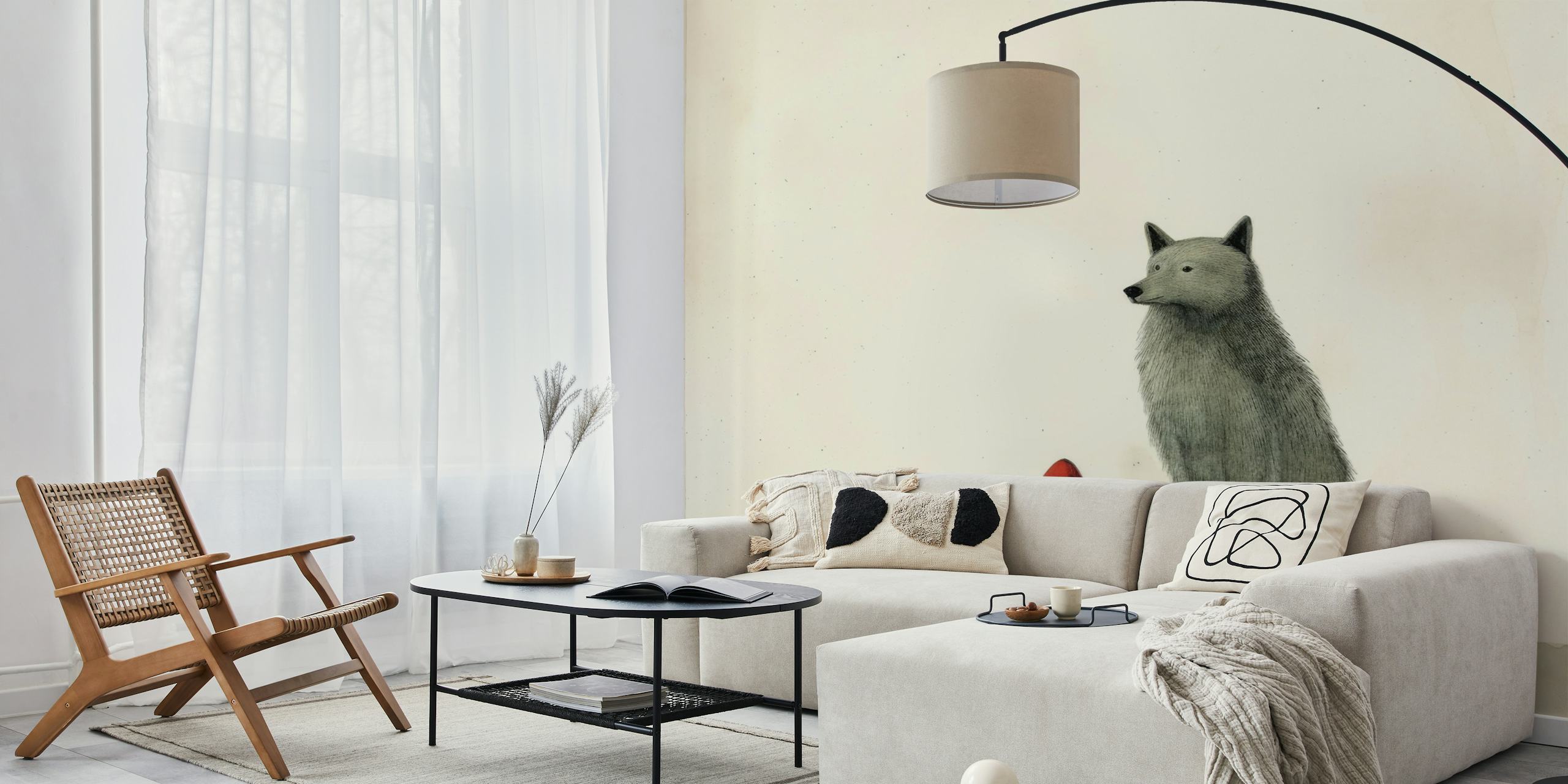 The Minimal Wolf wallpaper design in a room