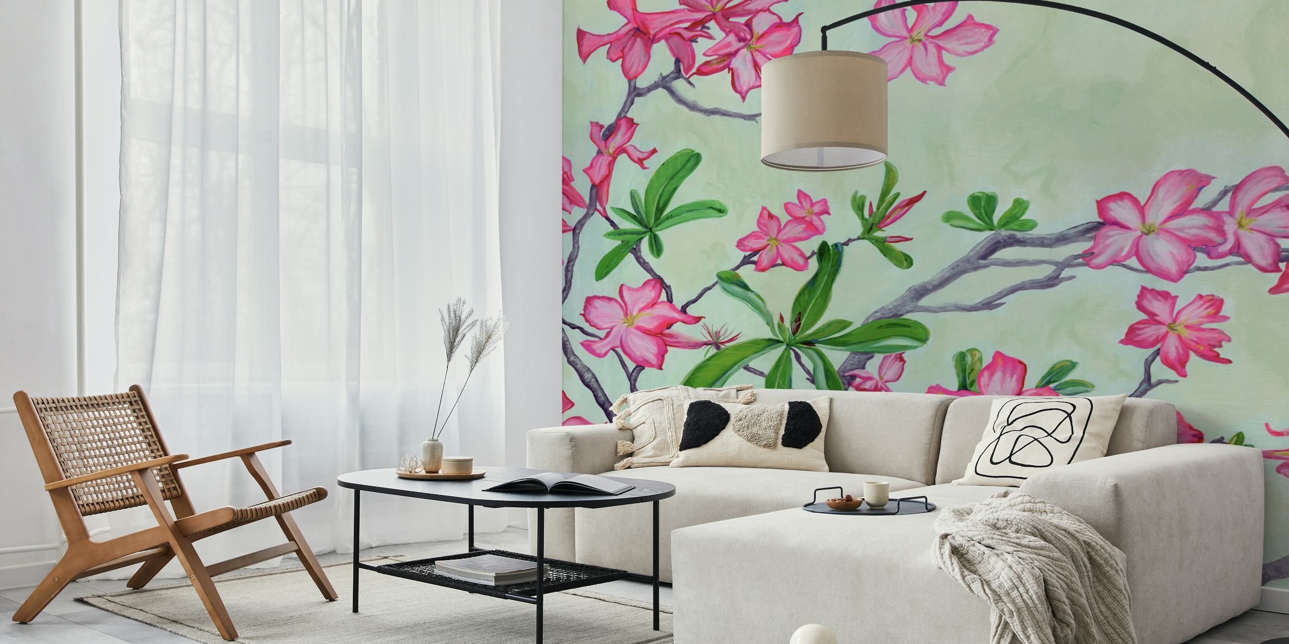 Tropical Desert Rose Tapete in einem Raum