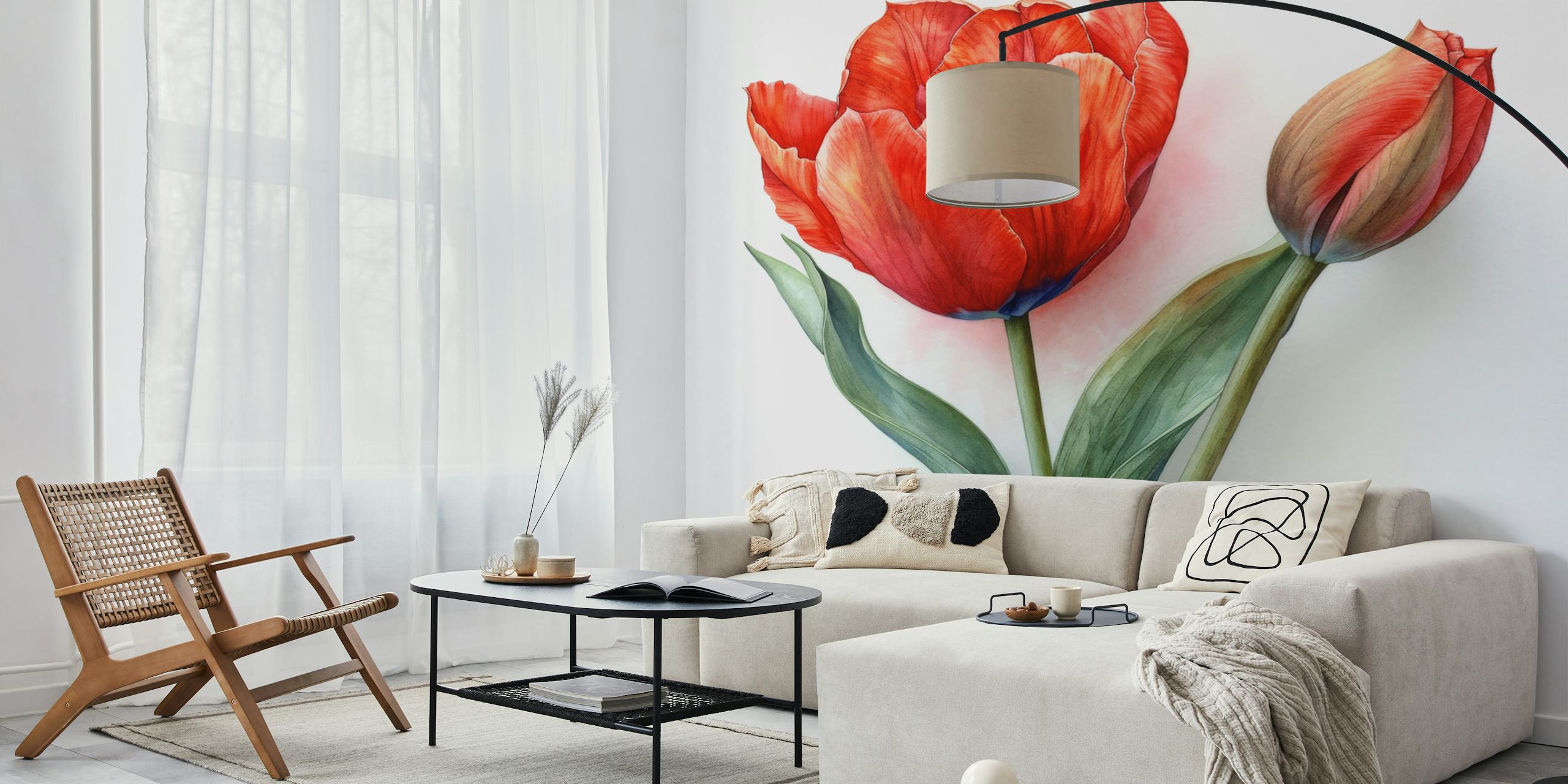 Papel pintado Tulip Bloom en una habitación