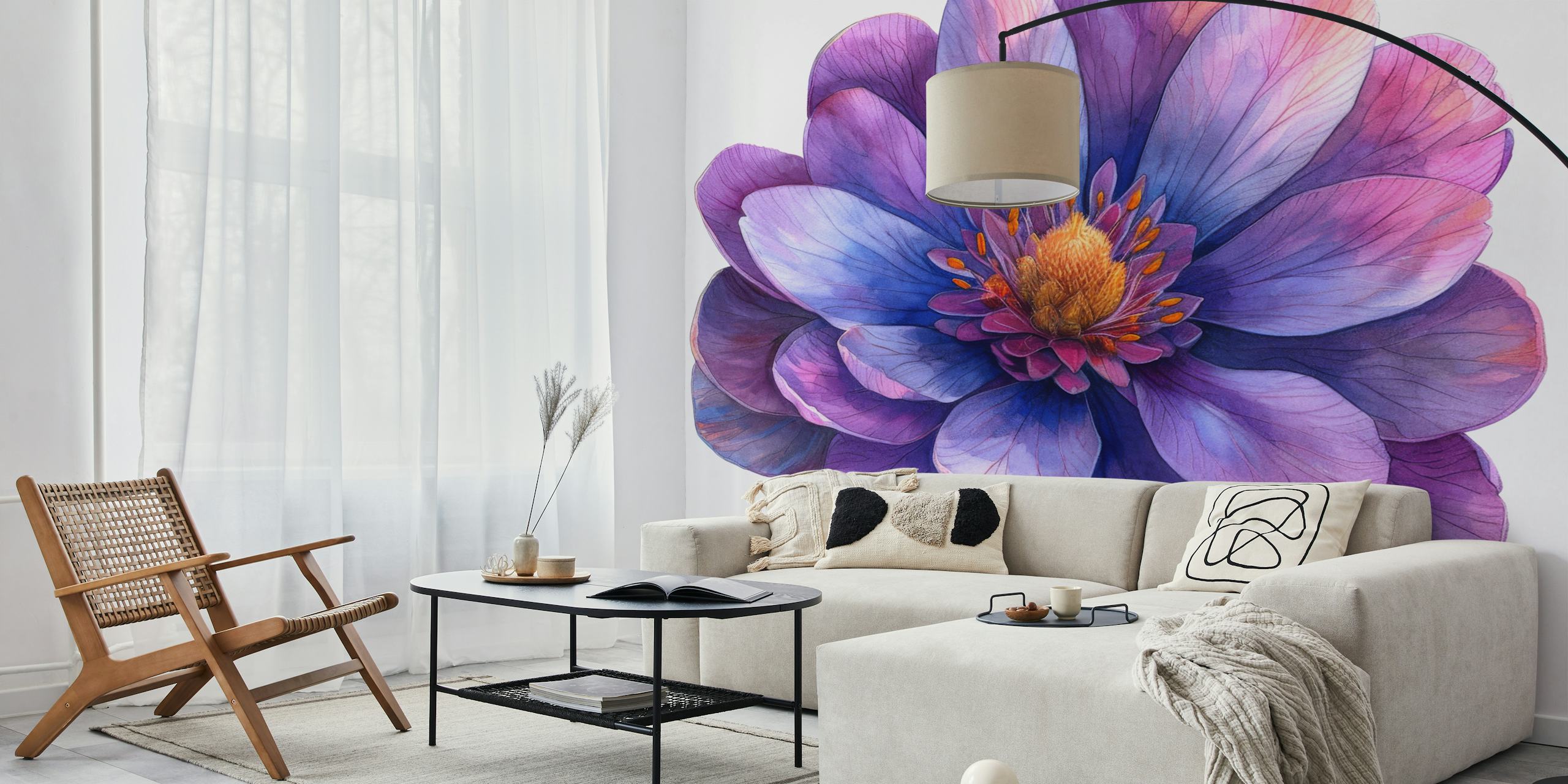 Ice Plant Bloom wallpaper in a room setting