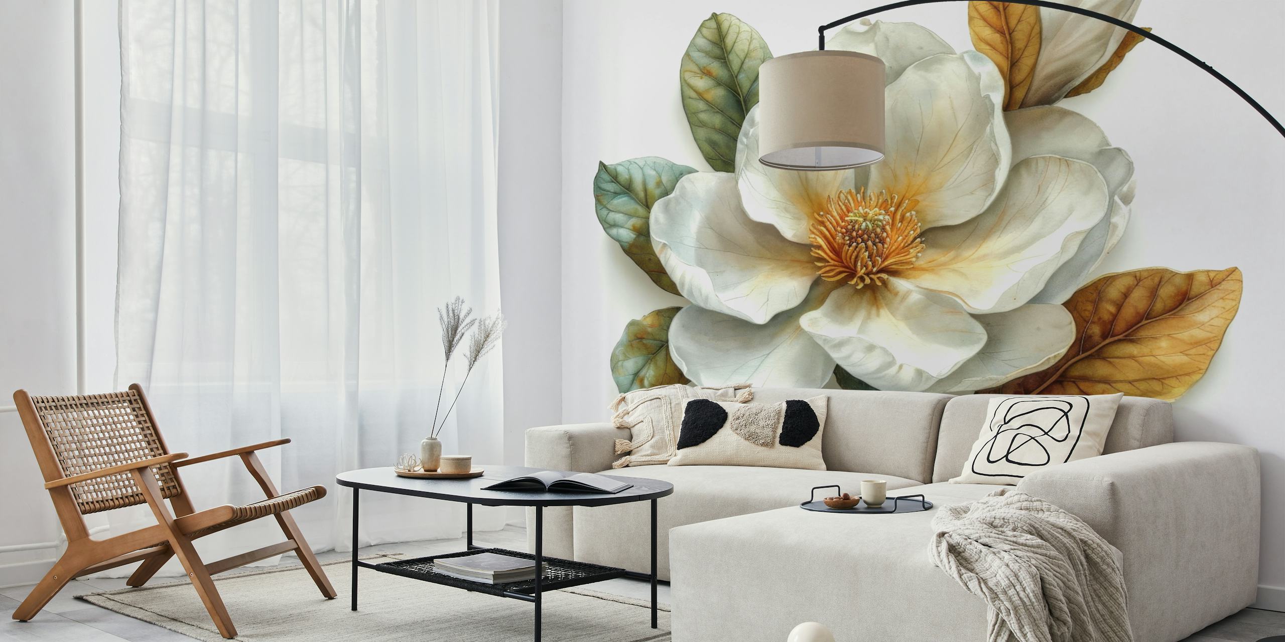 Σχέδιο ταπετσαρίας Magnolia Bloom σε ένα δωμάτιο