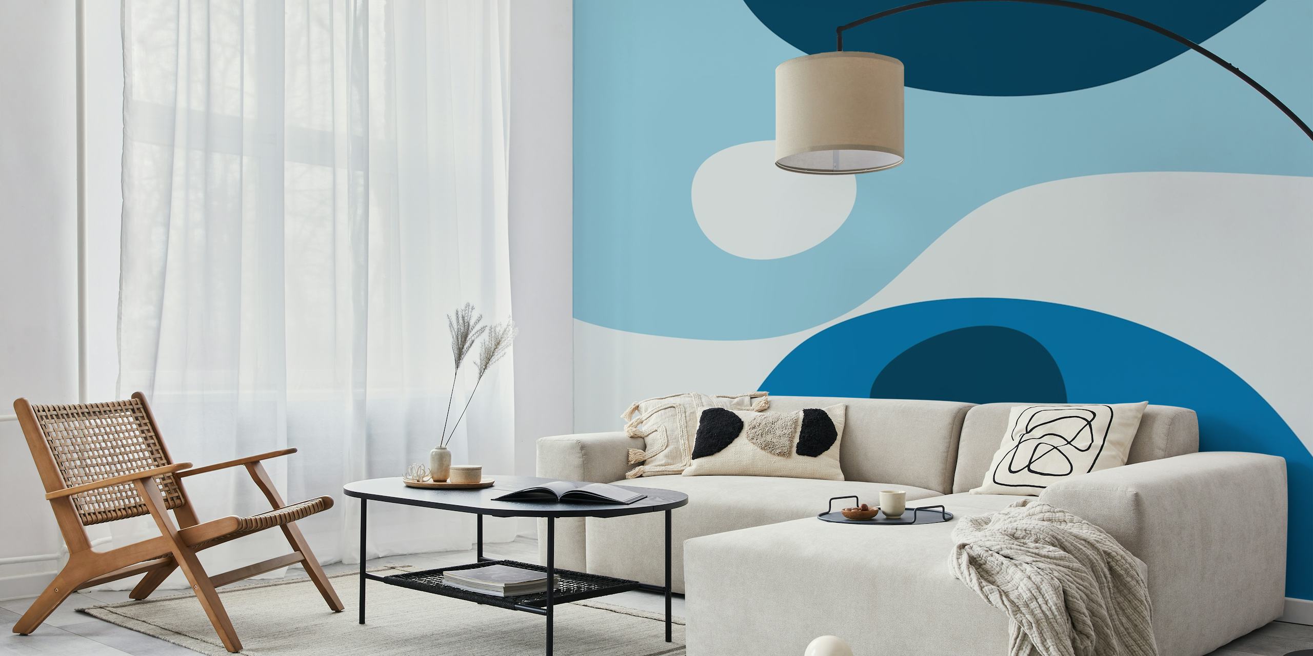 Tranquil Blue Harmony-tapet i et rom