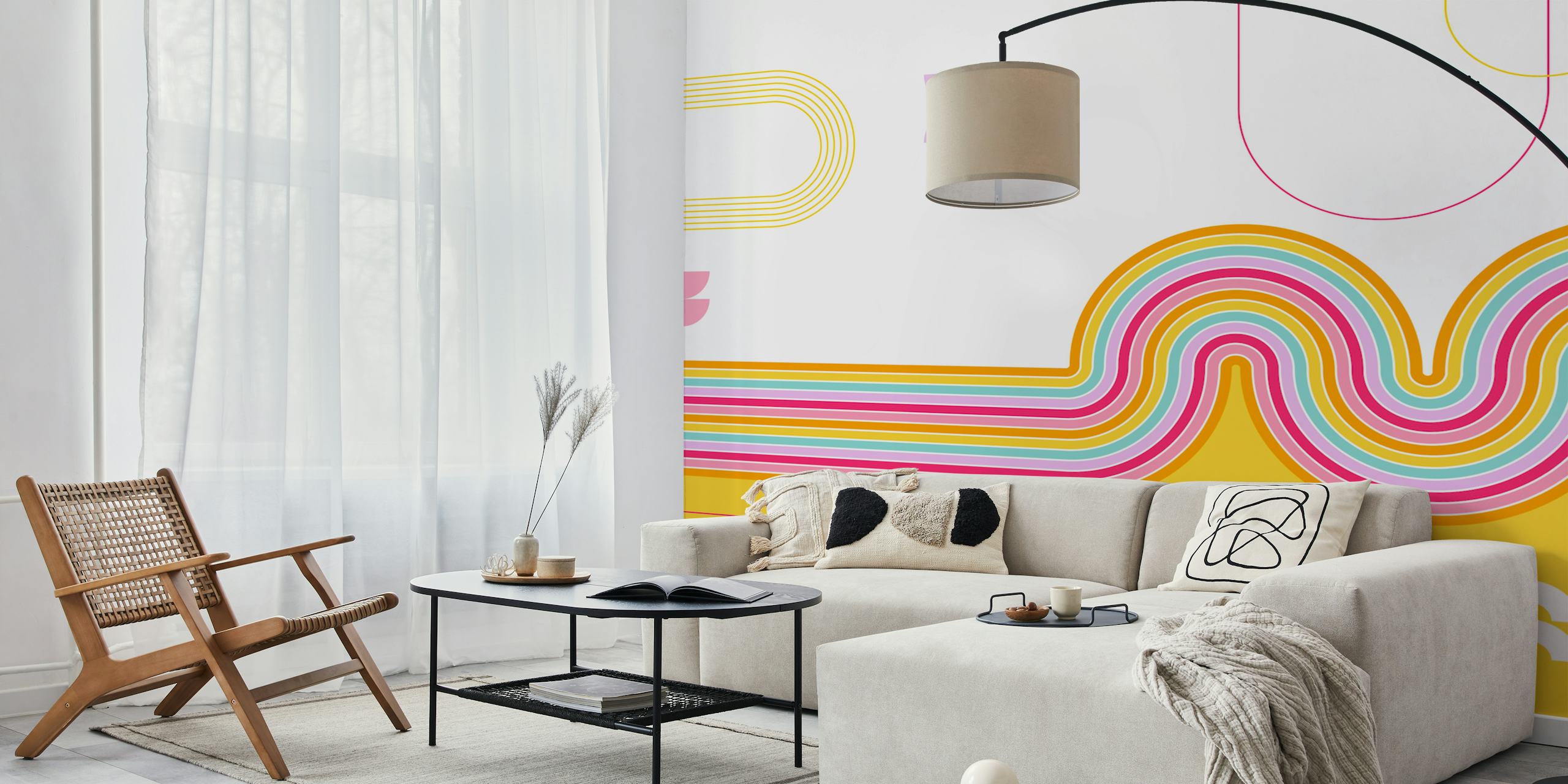 Colorful Groovy Lines pozadina u sobi