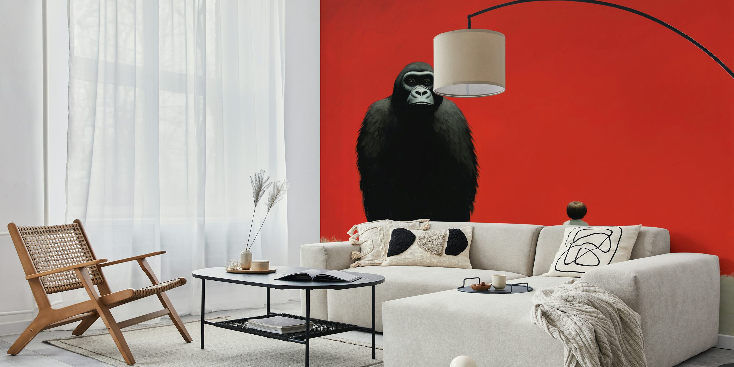 Minimal Gorilla Dream behang in een kamer