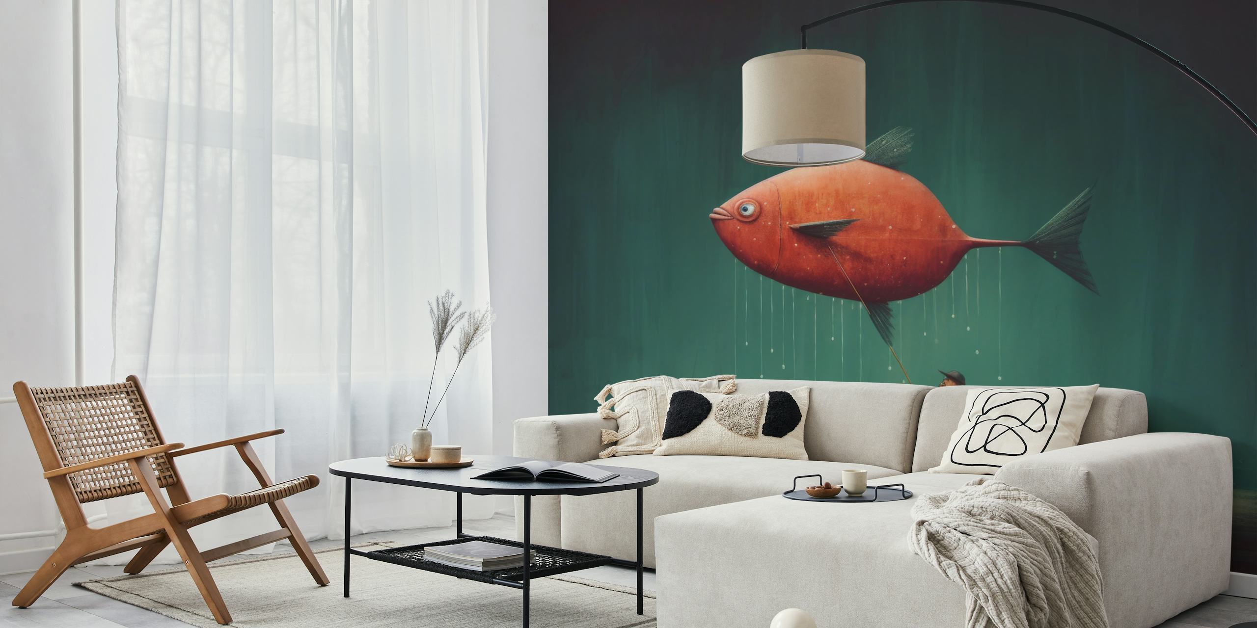 Papel de parede Minimal Ray Journey em um quarto moderno