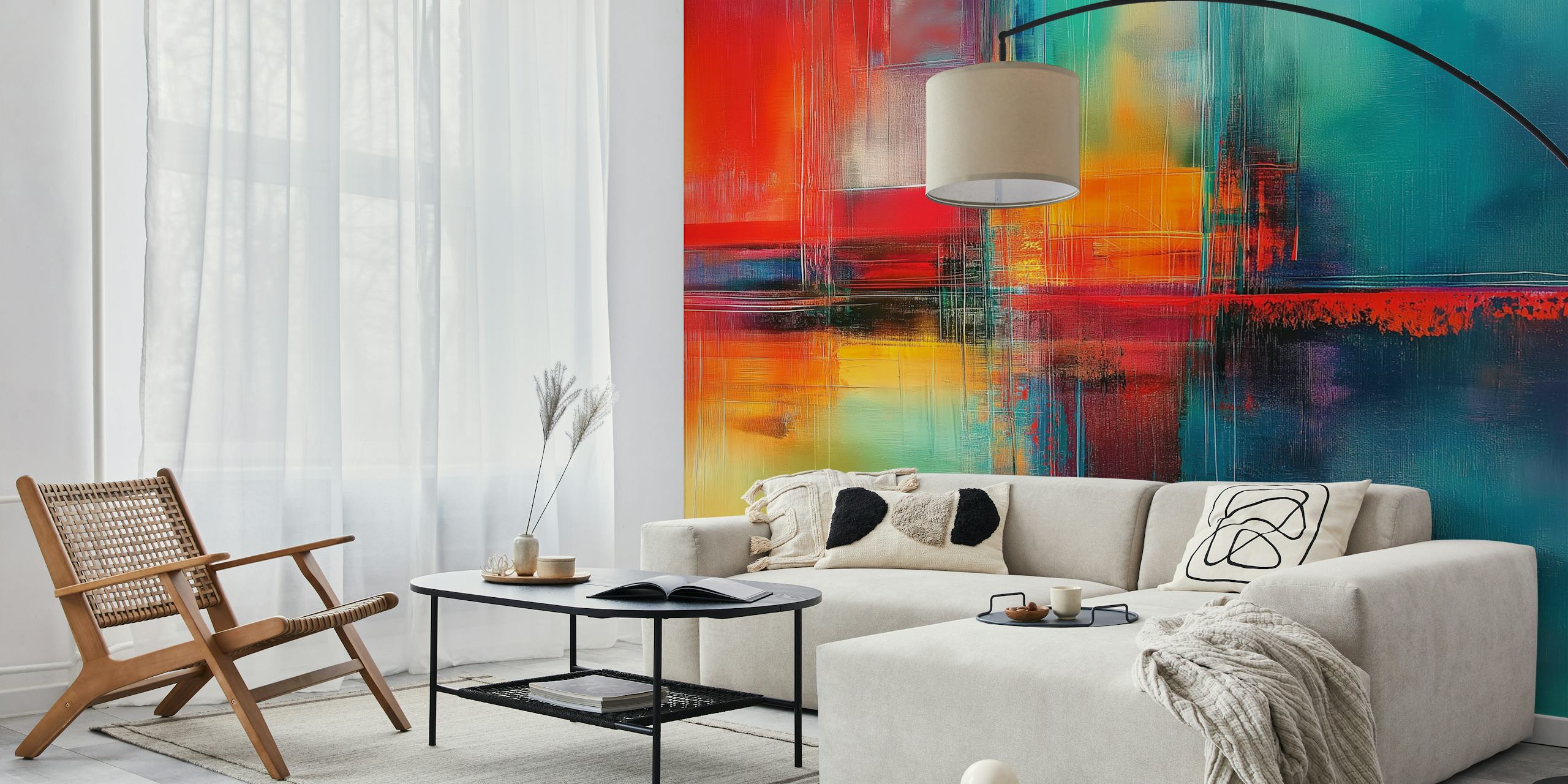 Colorful Horizon Burst wallpaper in een moderne kamer