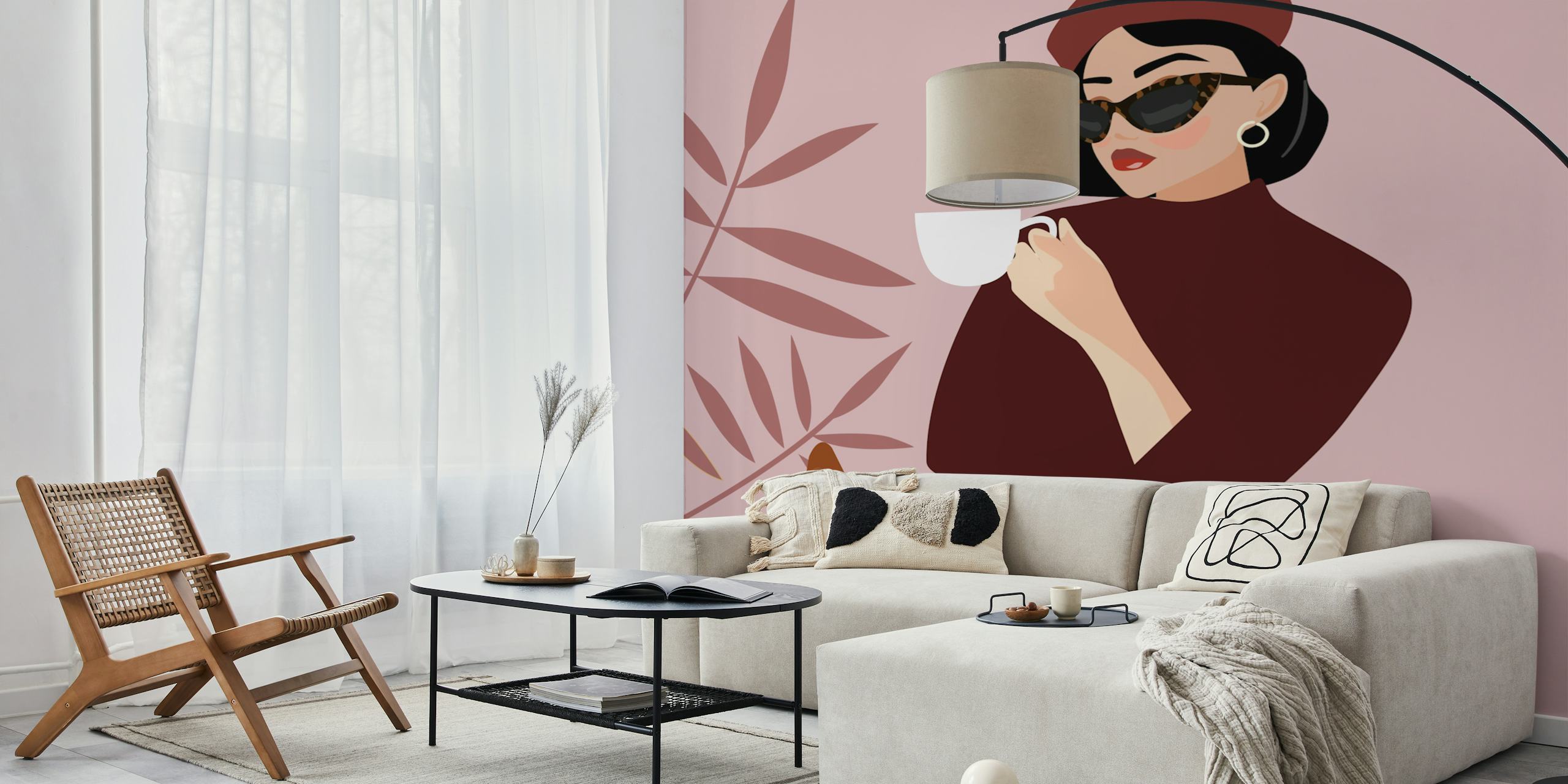 Stylish Cafe Moment wallpaper in a room setting
