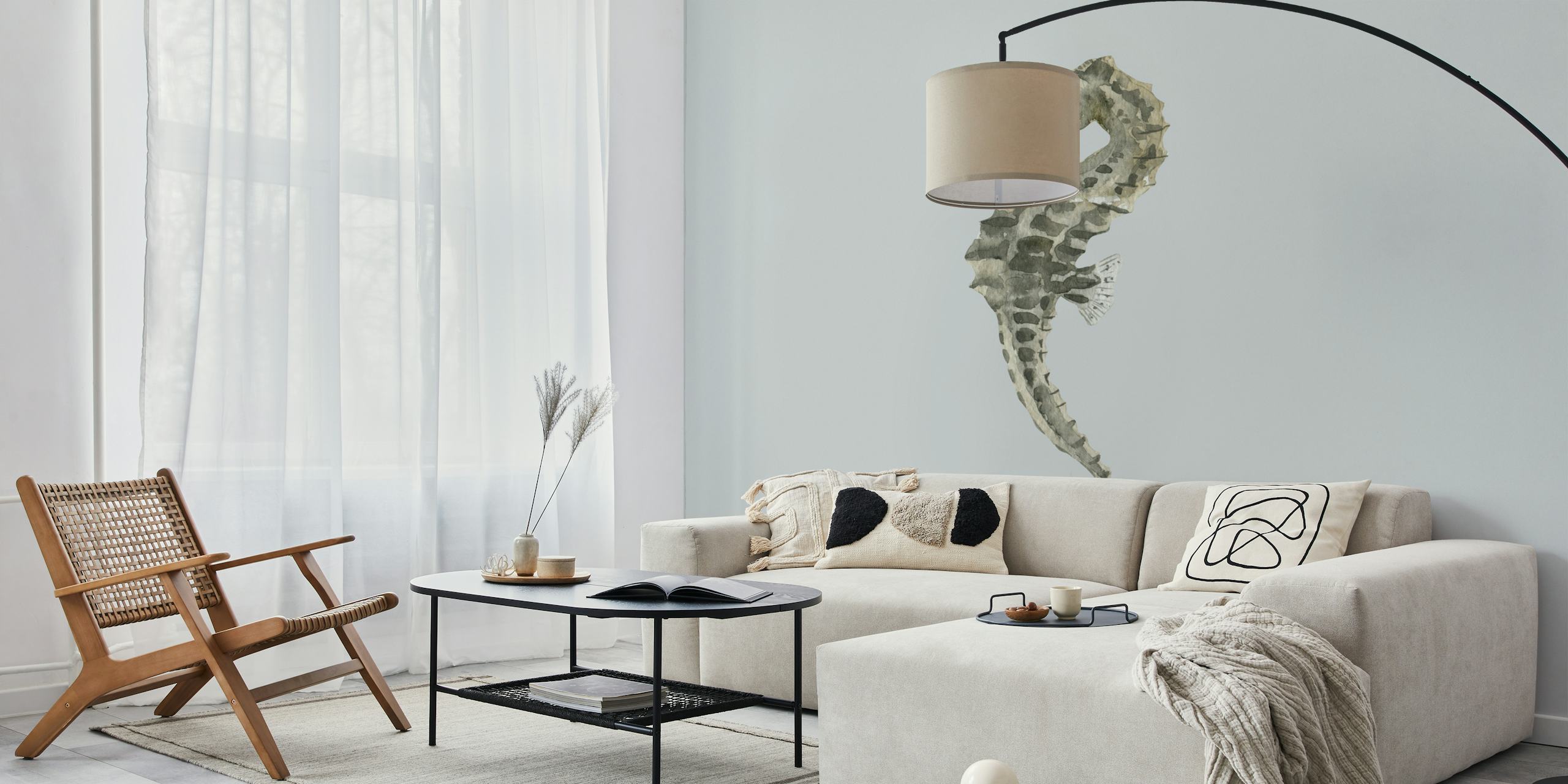 Seahorse in neutral colors ταπετσαρία σε ένα δωμάτιο