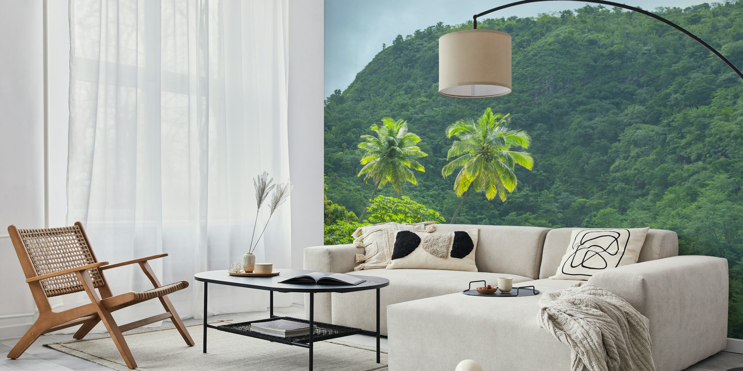 Tapeta Verdant Hills and Palms w pokoju