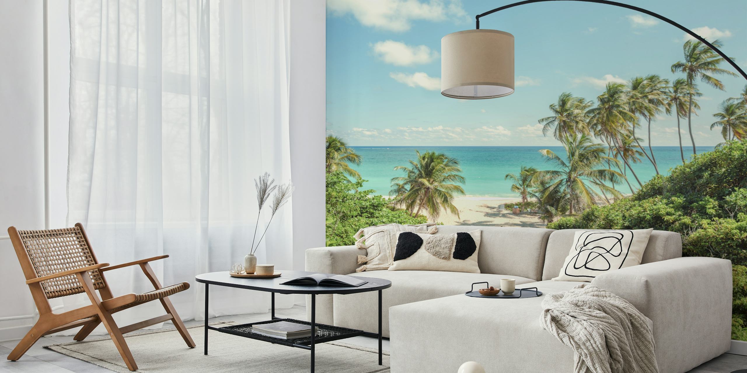 Serene Coastal Paradise behang met uitzicht op de oceaan