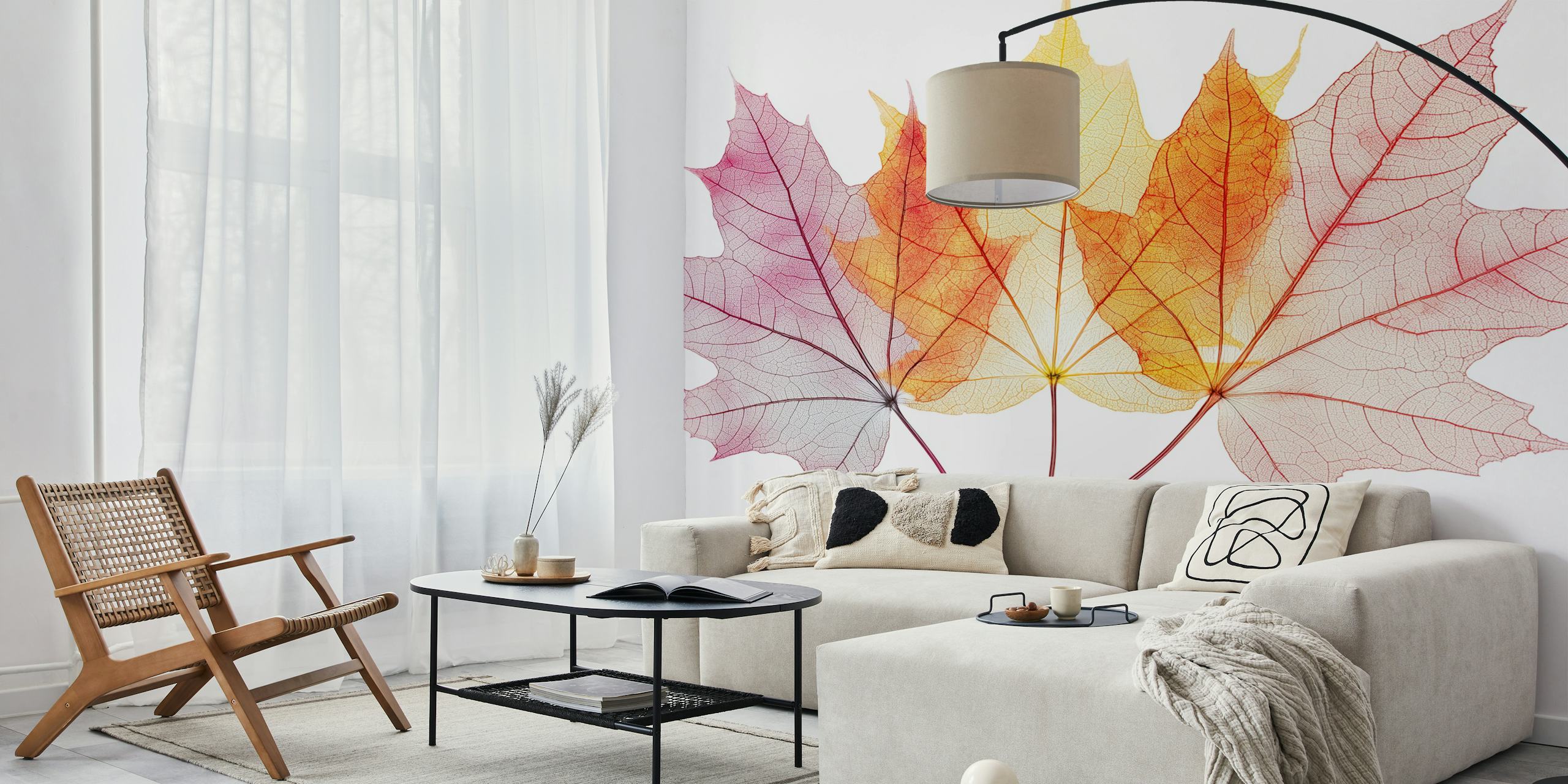 Translucent Maple Leaf Trio tapetti huoneessa