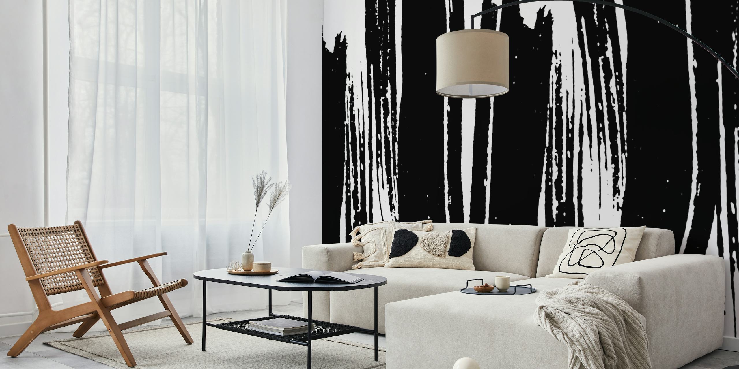 Vertical Ink Stripes Design Wallpaper - happywall.com