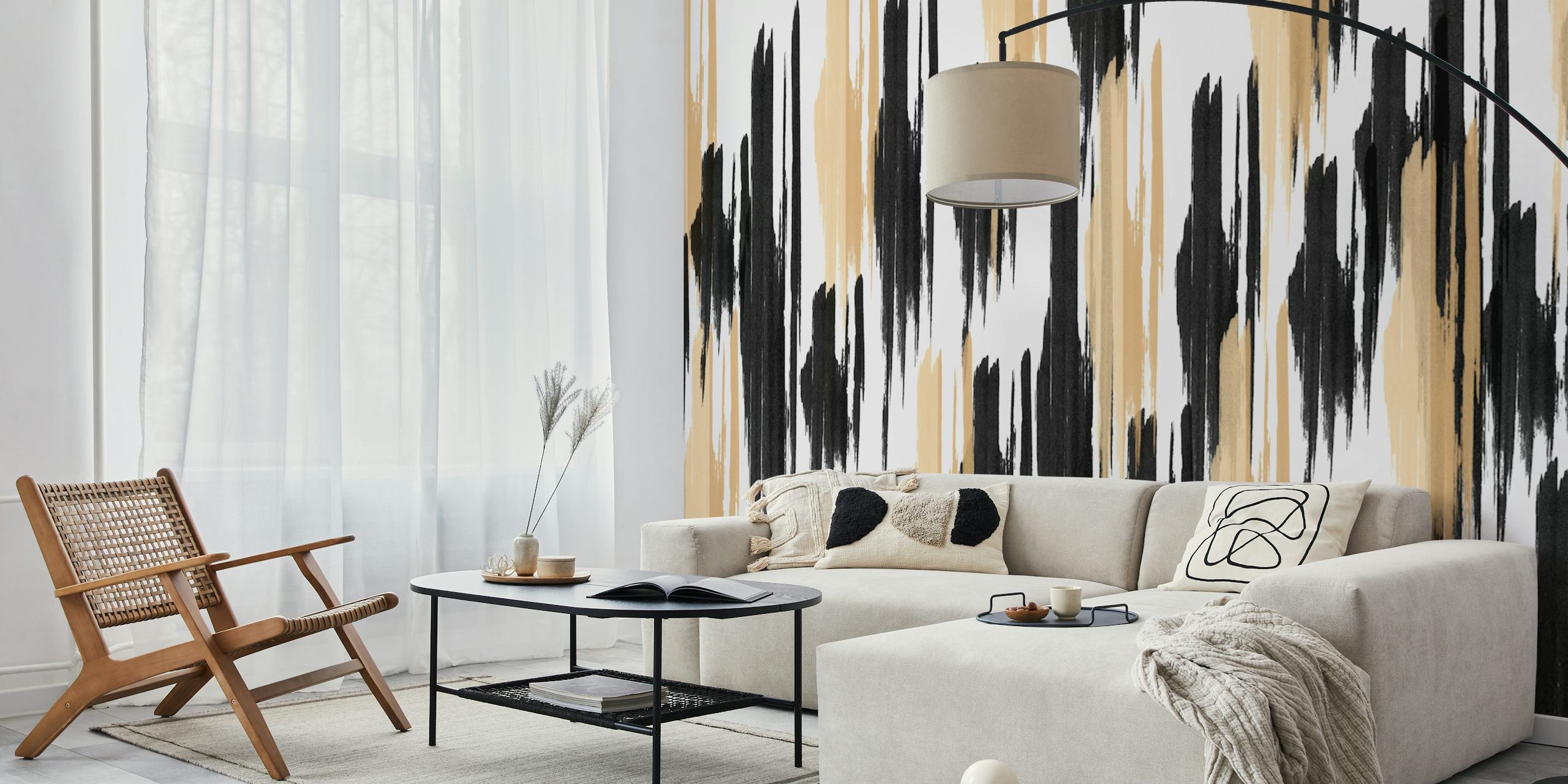 Bold Monochrome Streaks wallpaper in a room