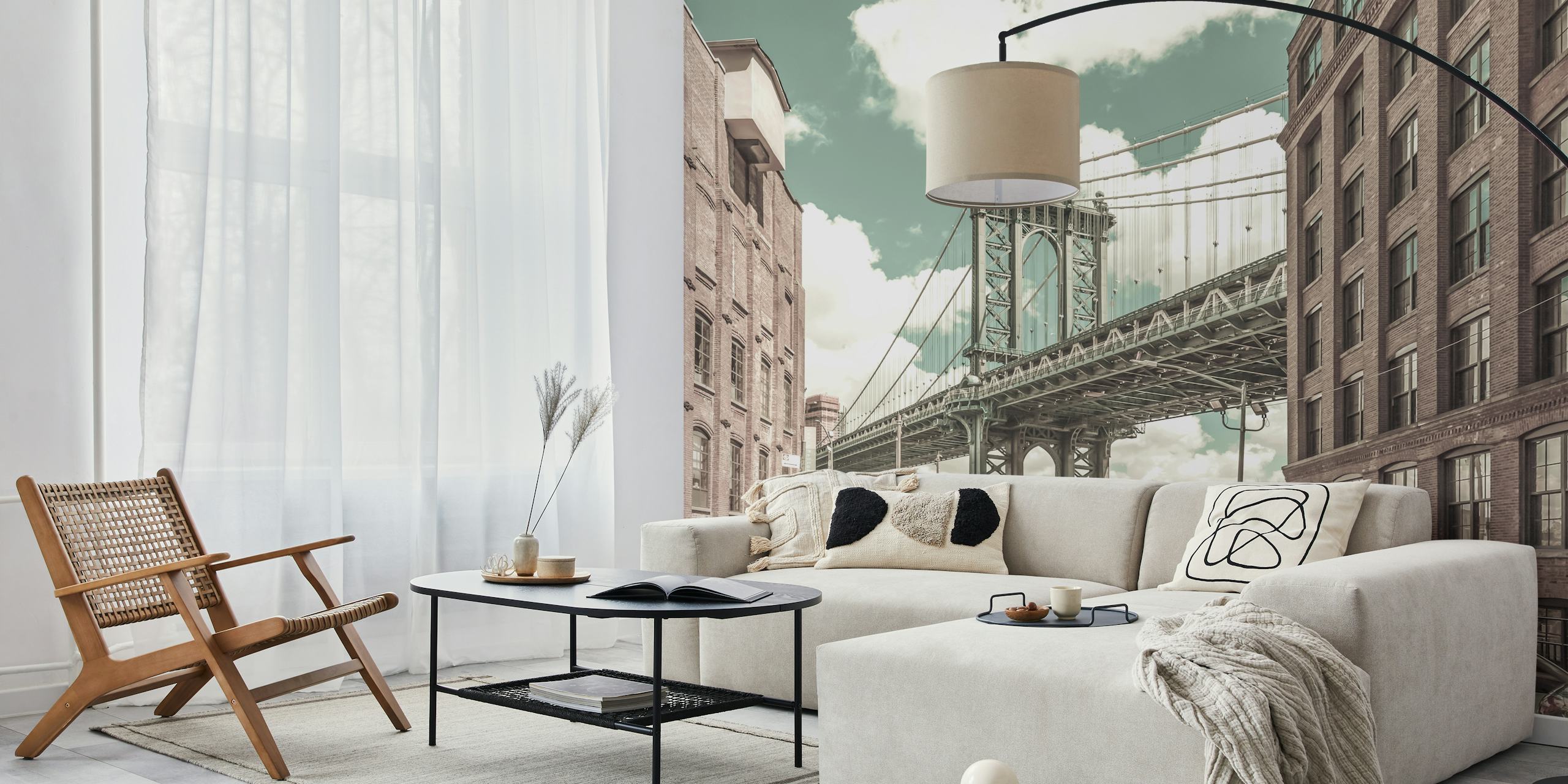 Tapeta urban vintage NYC Manhattan Bridge