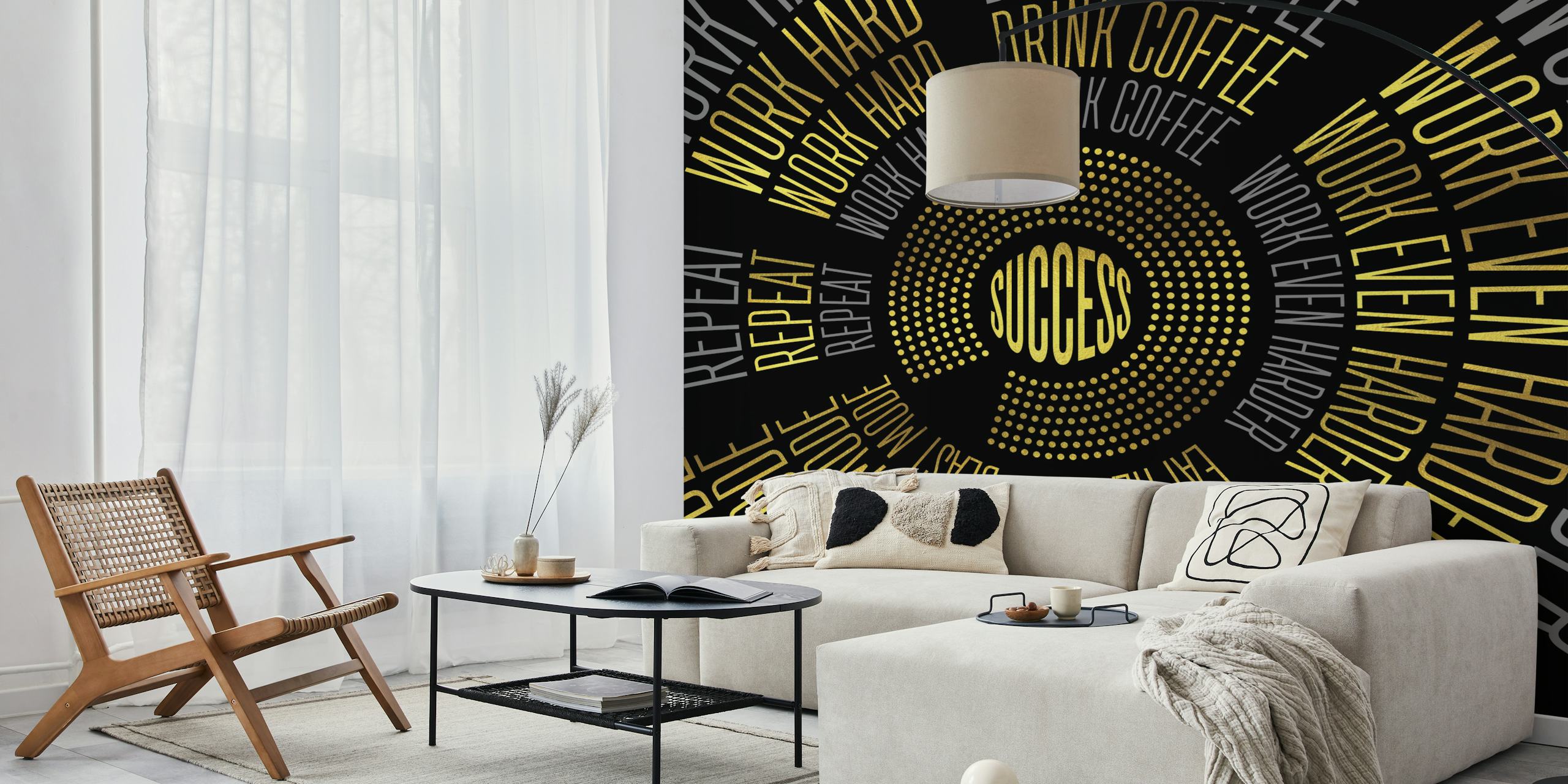 Motivational black and gold text design wallpaper