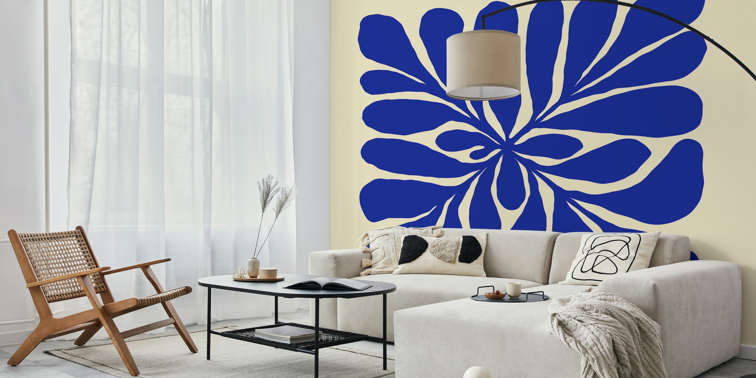 Ταπετσαρία Modern Blue Blossom σε ένα δωμάτιο