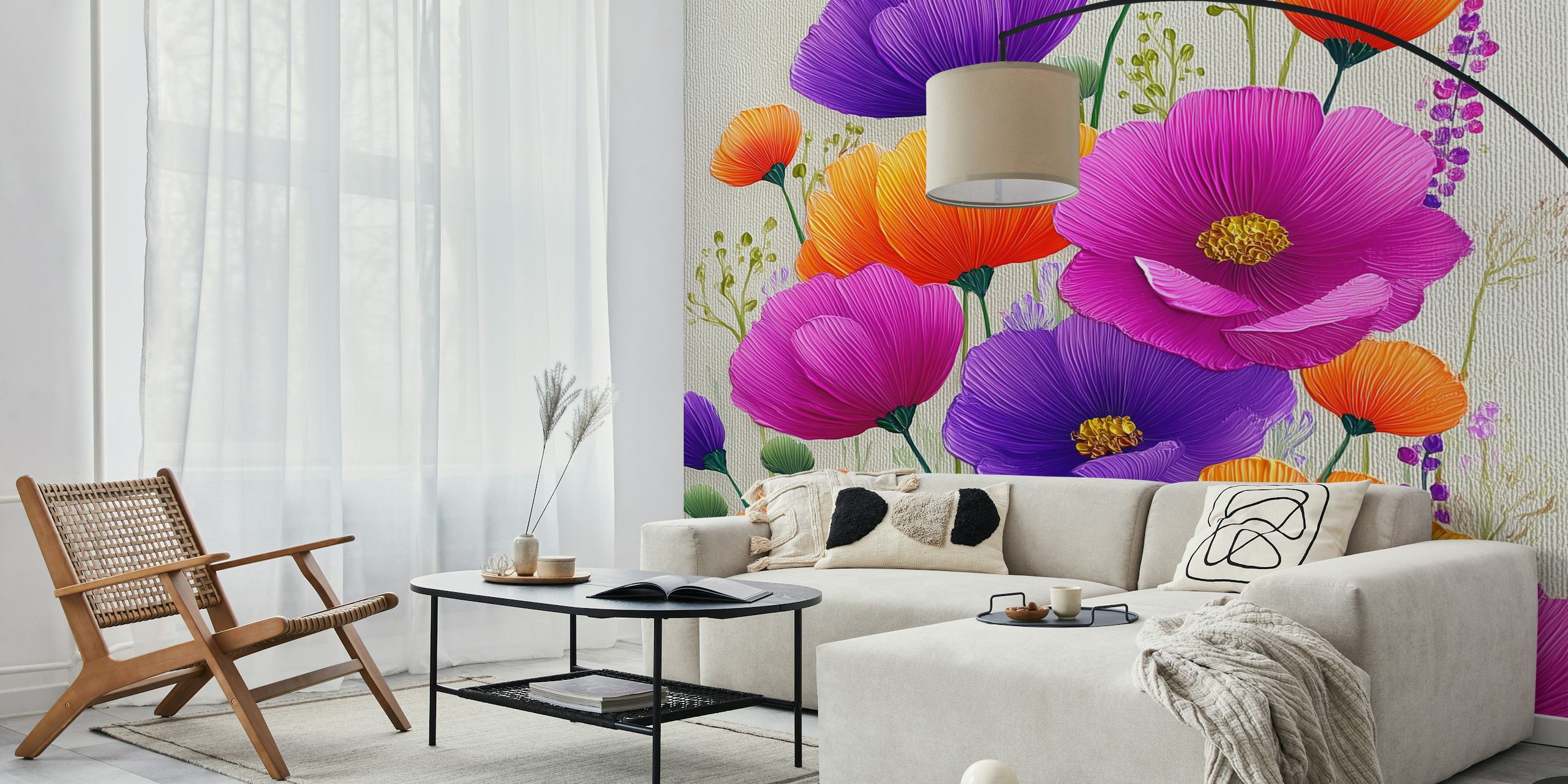 Papier peint floral coloré dans une pièce