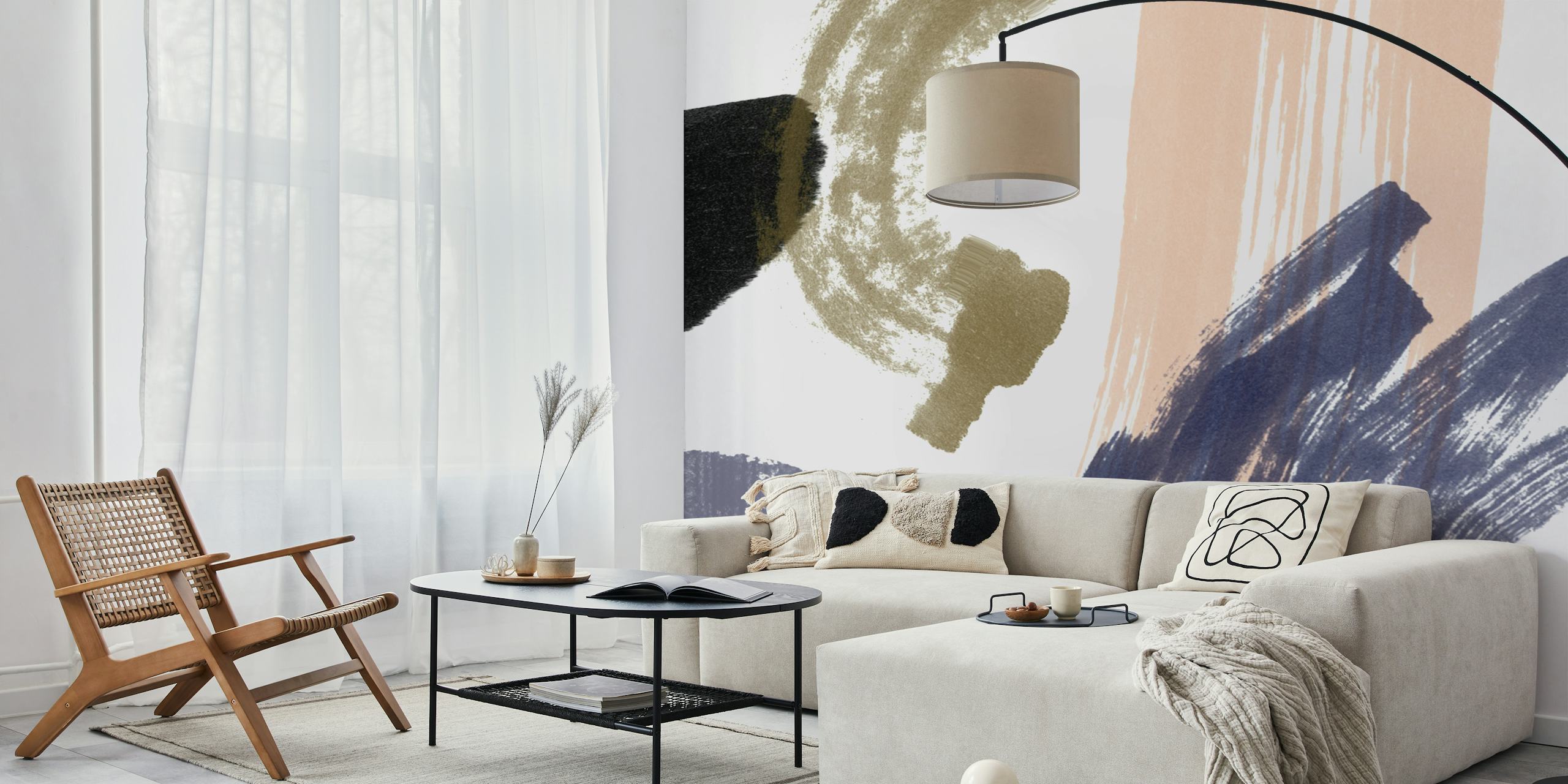 Modern Paint Strokes wallpaper in a room