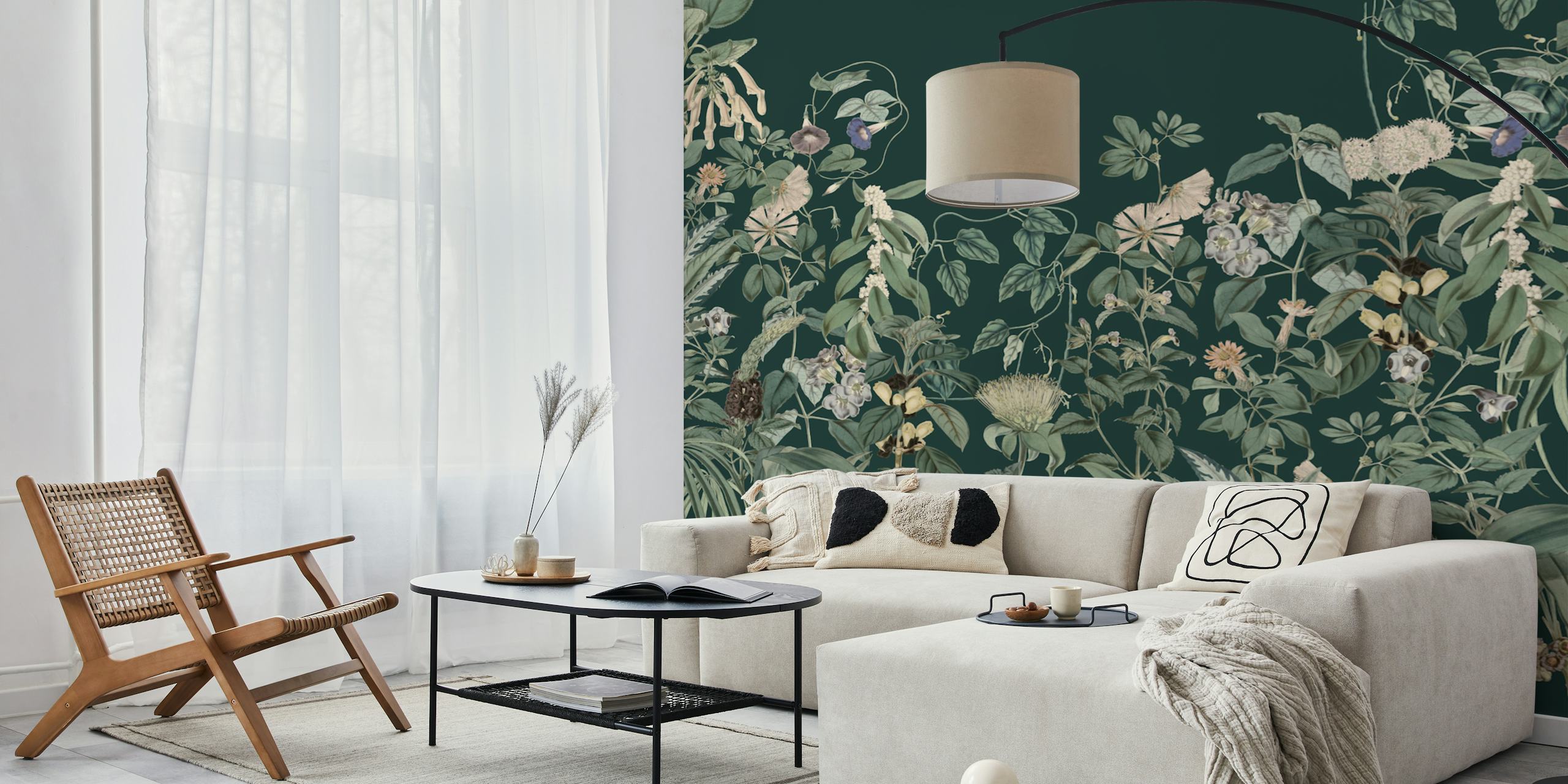 Summer rainforest wallpaper in a room setting