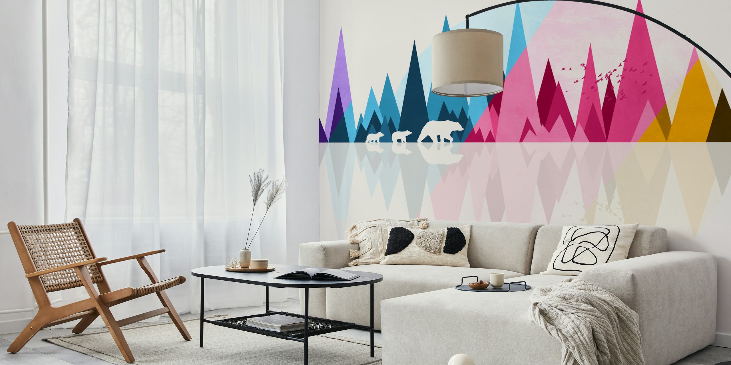 Ταπετσαρία Bear family εμφανιζόμενη σε ένα δωμάτιο