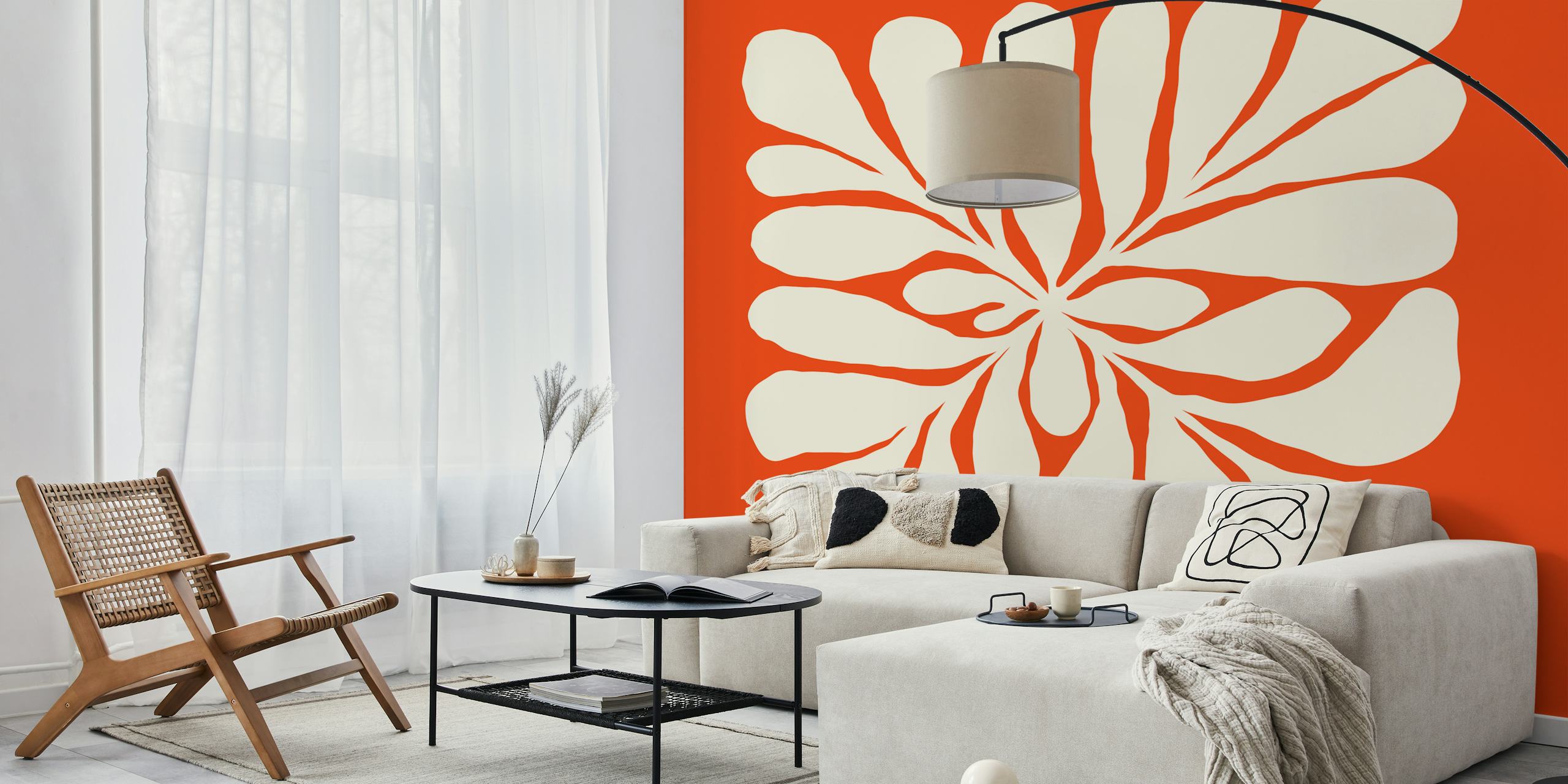 Papel de parede Vibrant Leaf Burst em um quarto